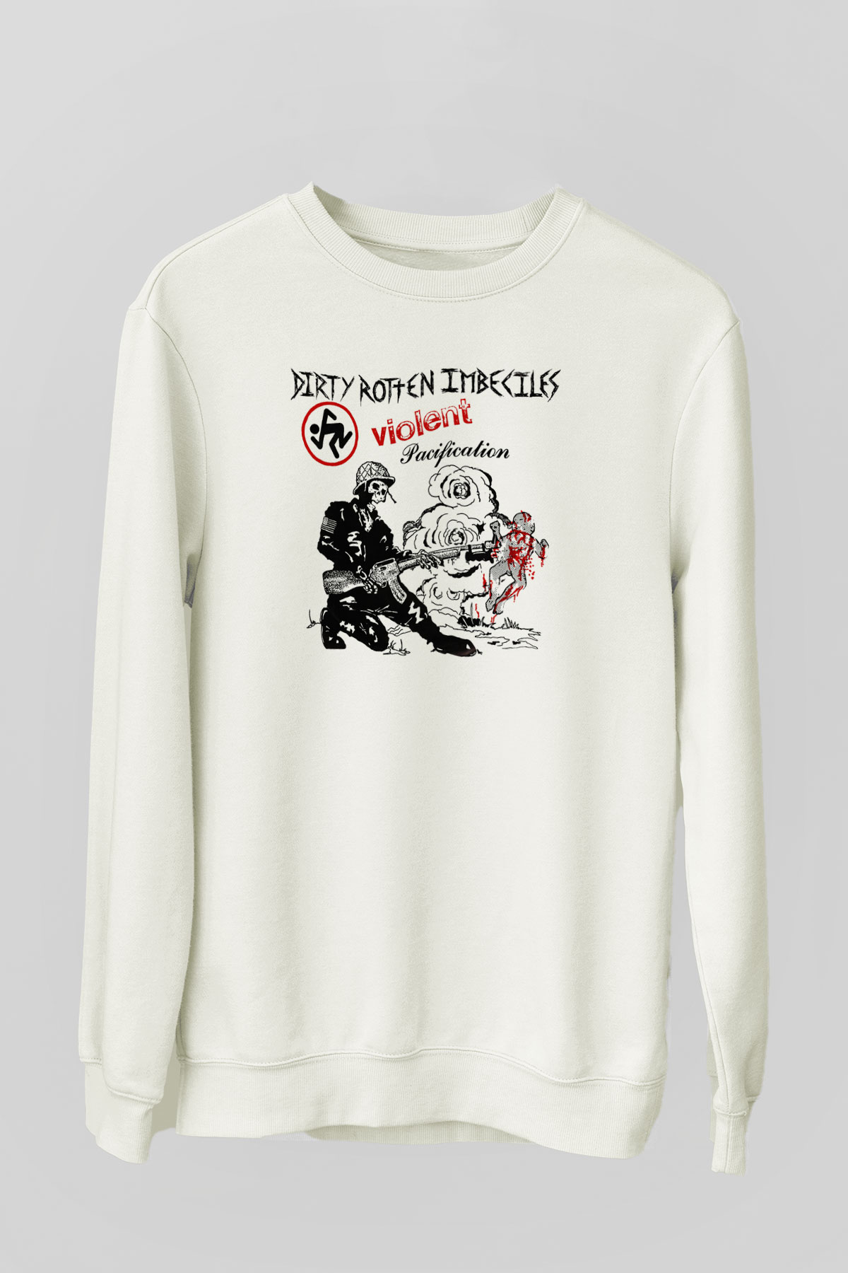 D.R.I Beyaz Unisex Sweatshirt
