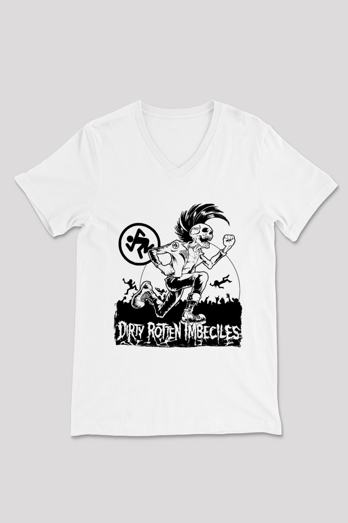 D.R.I Beyaz Unisex V Yaka Tişört