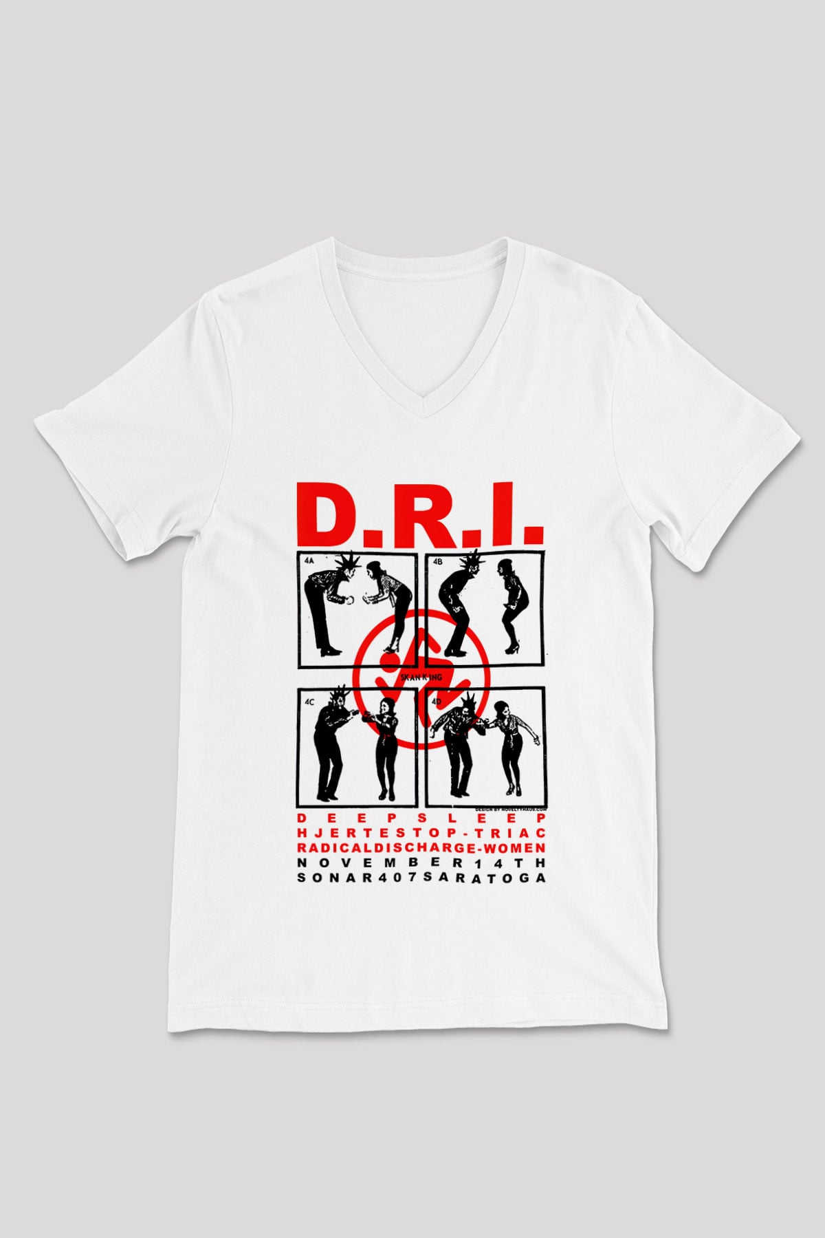 D.R.I Beyaz Unisex V Yaka Tişört T-Shirt