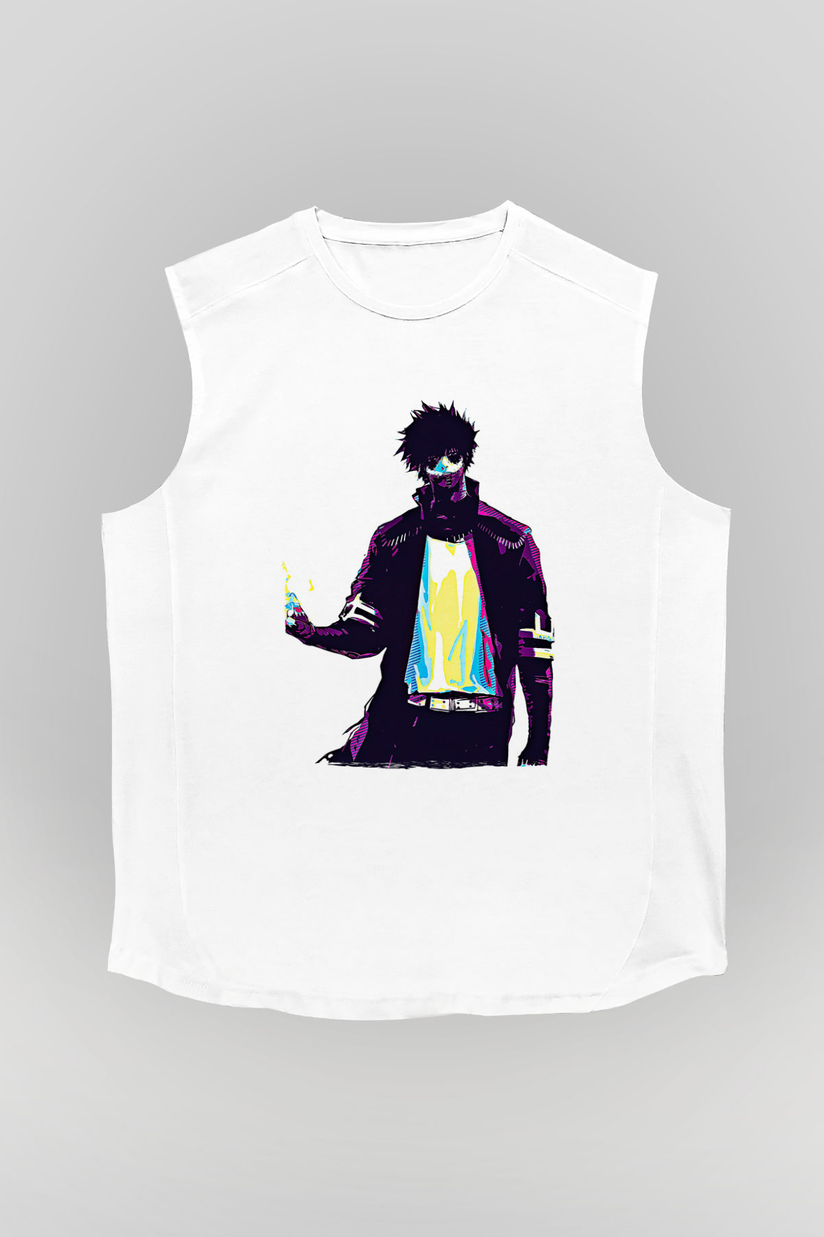 Dabi Baskılı Beyaz Unisex Kolsuz Tişört - Tshirt