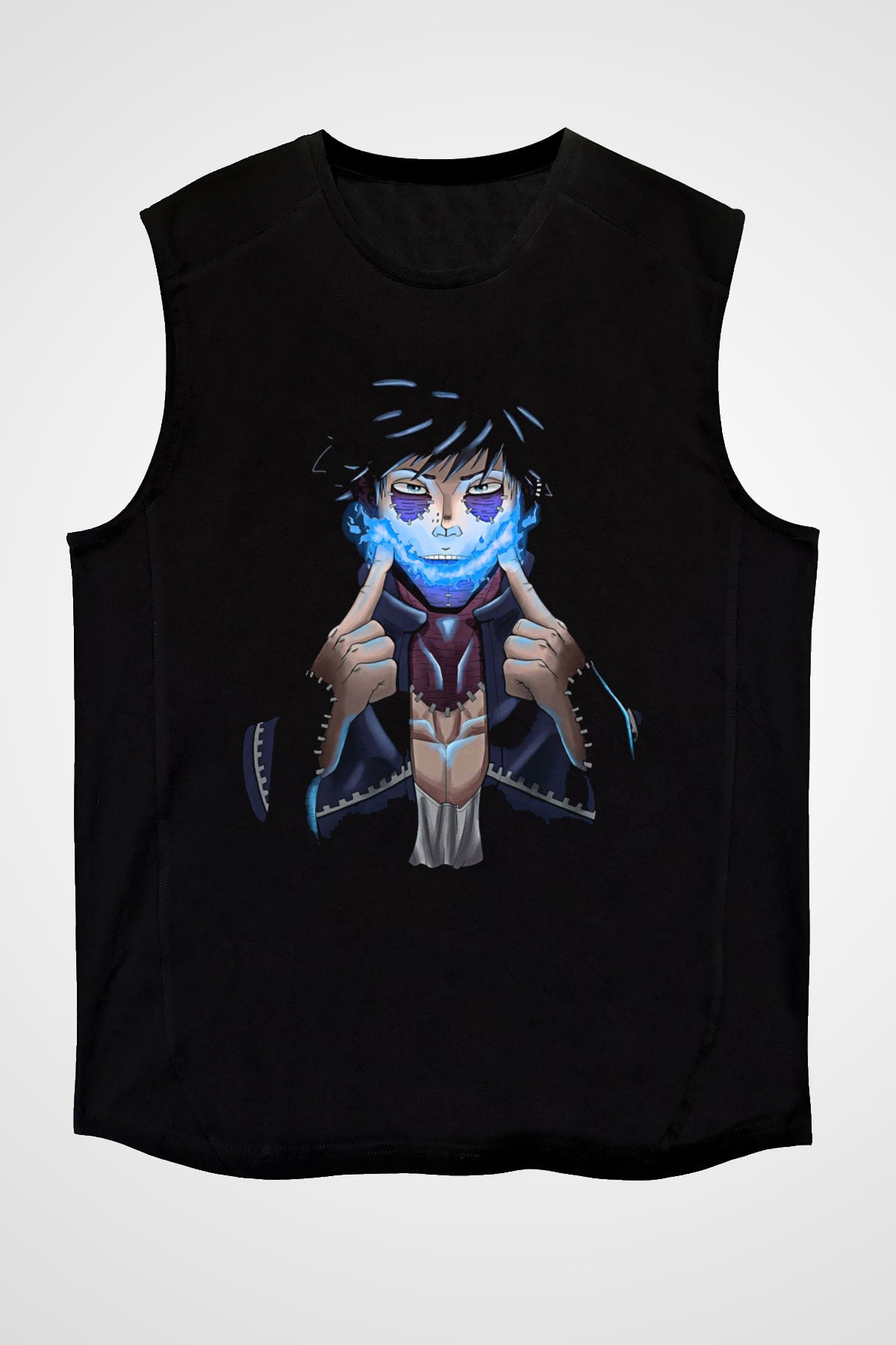 Dabi Baskılı Unisex Siyah Kolsuz Tişört - Tshirt