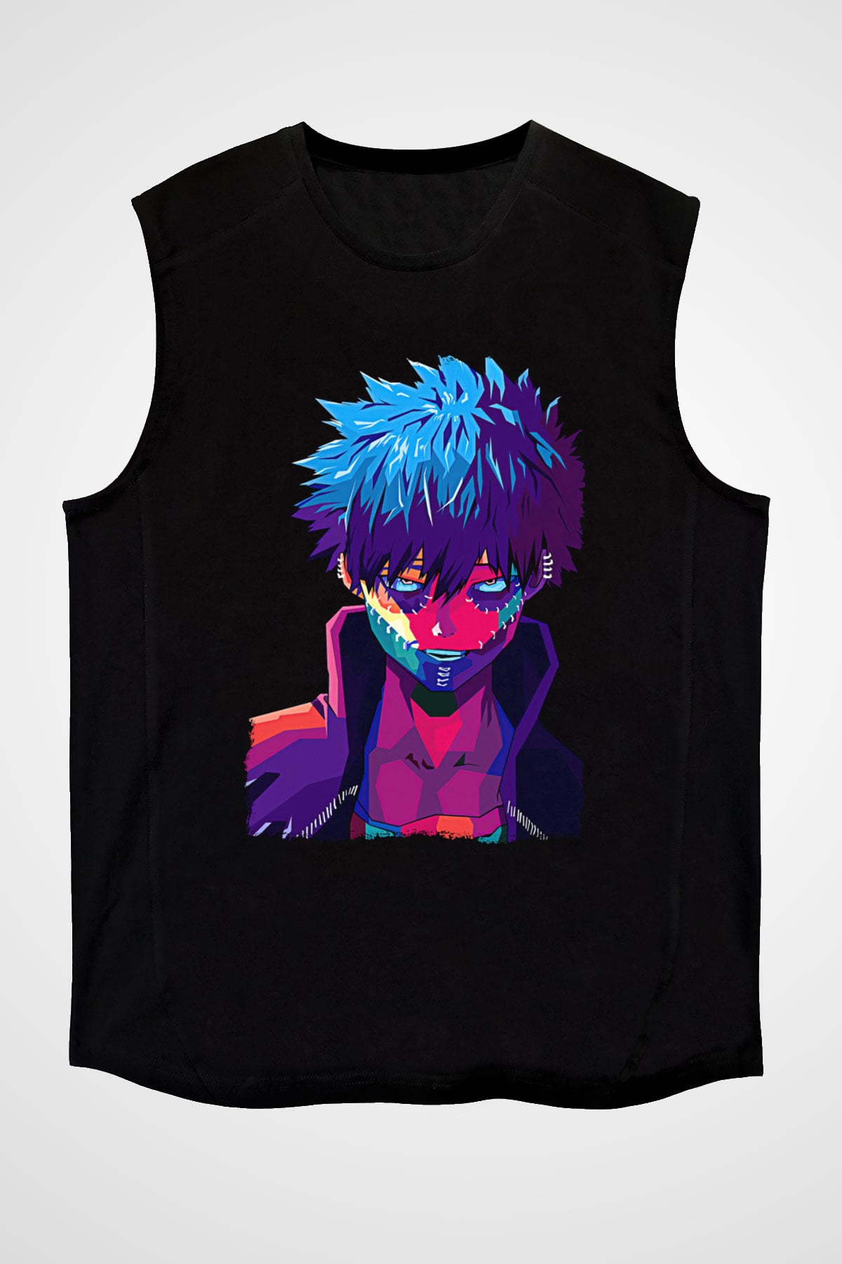 Dabi Baskılı Unisex Siyah Kolsuz Tişört - Tshirt