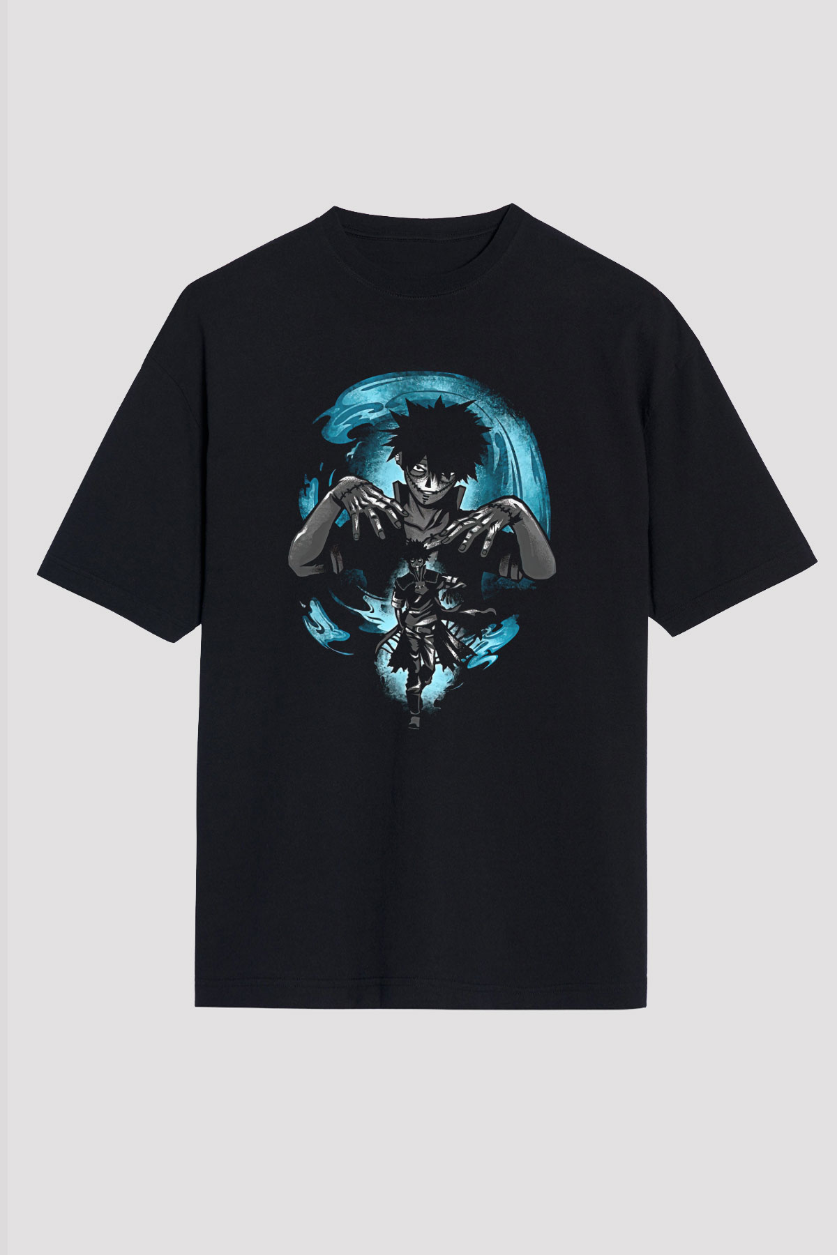 Dabi Baskılı Unisex Siyah Oversize Tişört - Tshirt