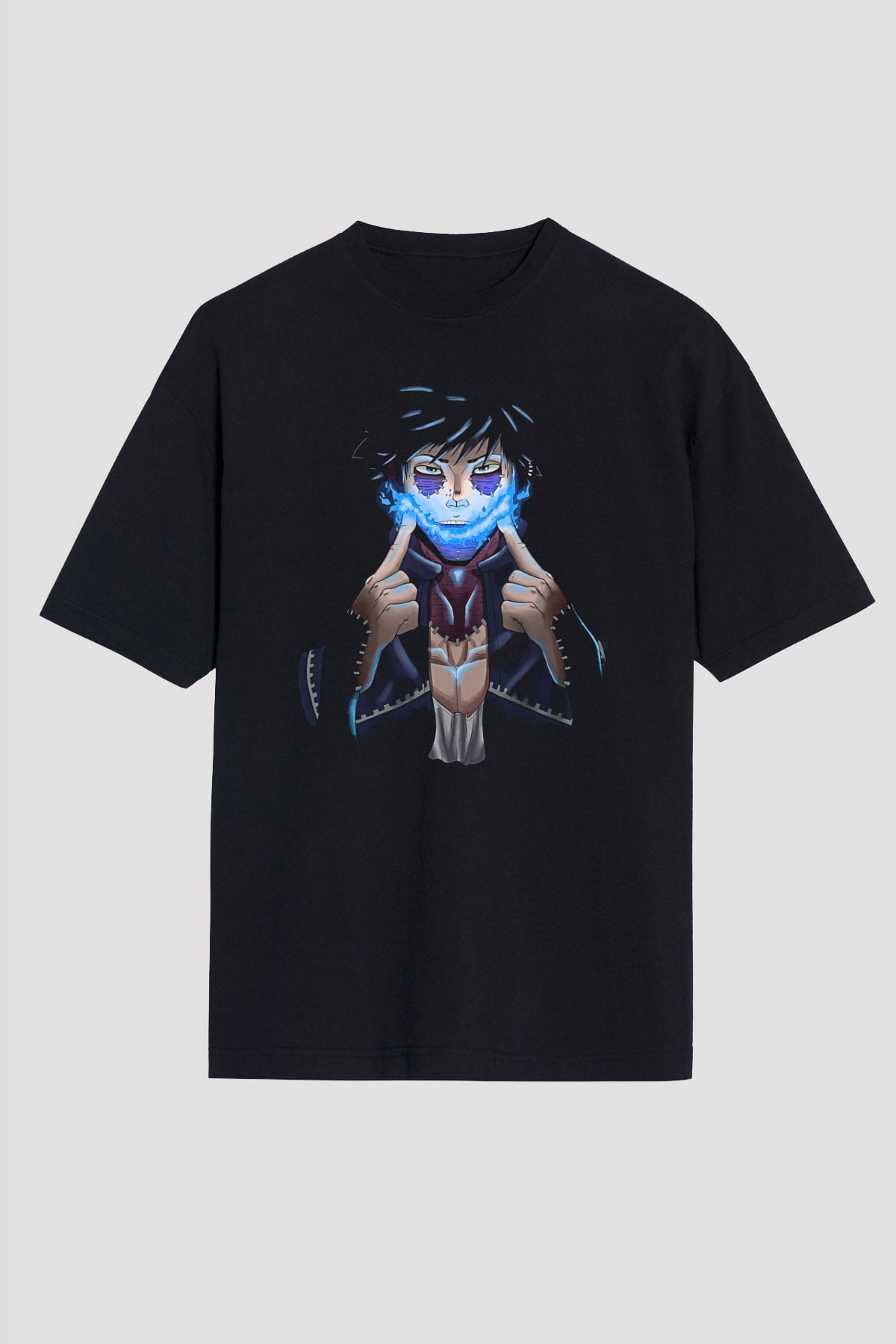 Dabi Baskılı Unisex Siyah Oversize Tişört - Tshirt