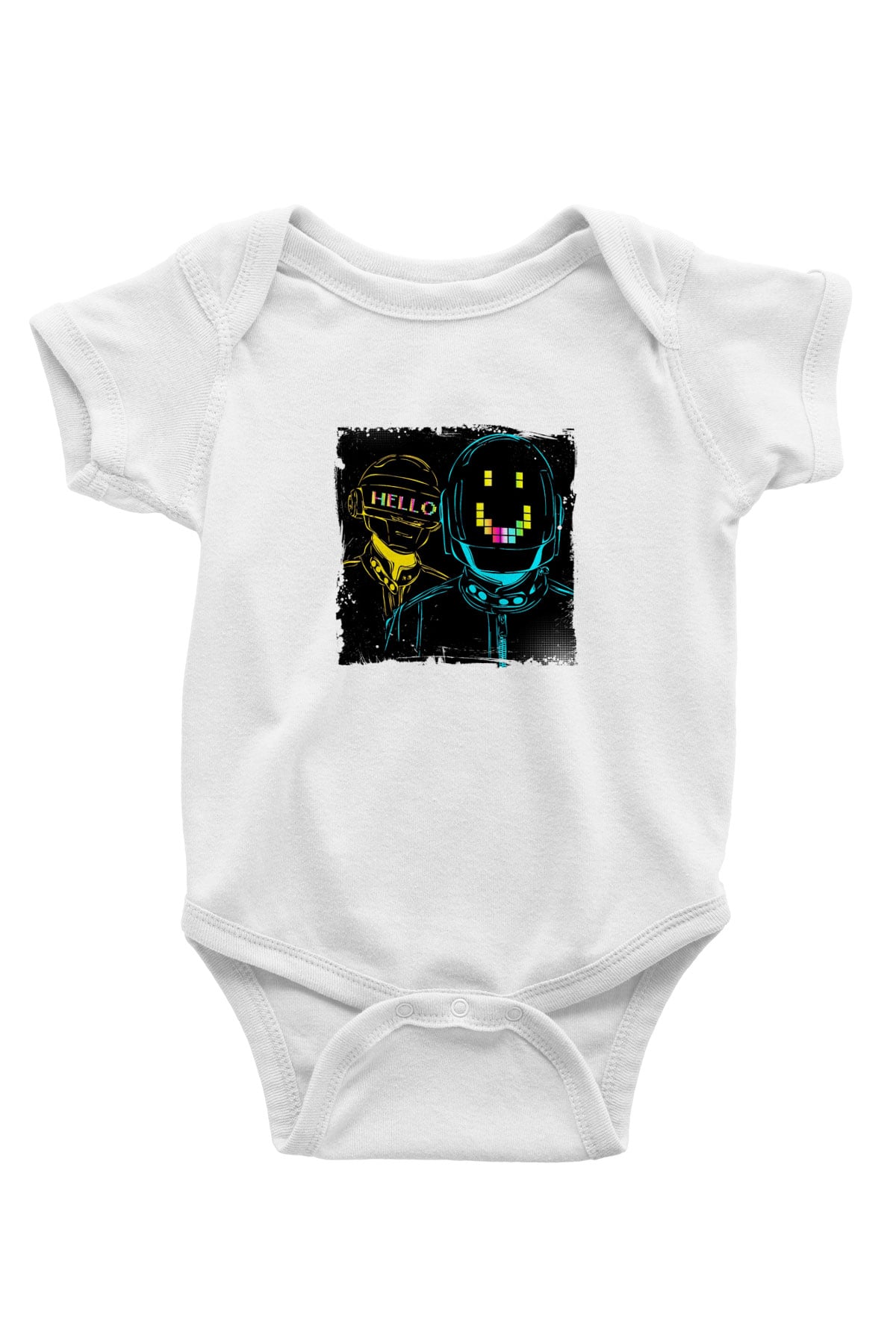 Daft Punk Baskılı Beyaz Bebek Body - Zıbın
