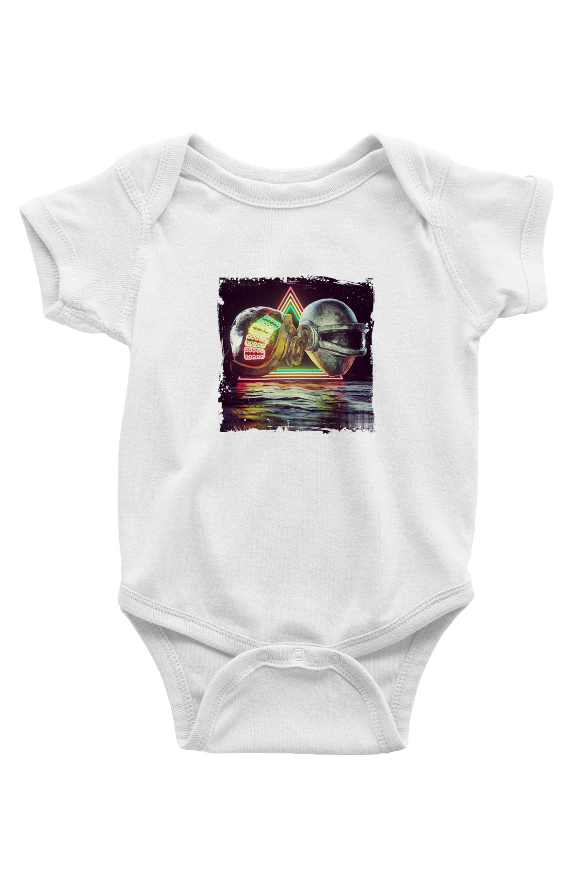 Daft Punk Baskılı Beyaz Bebek Body - Zıbın