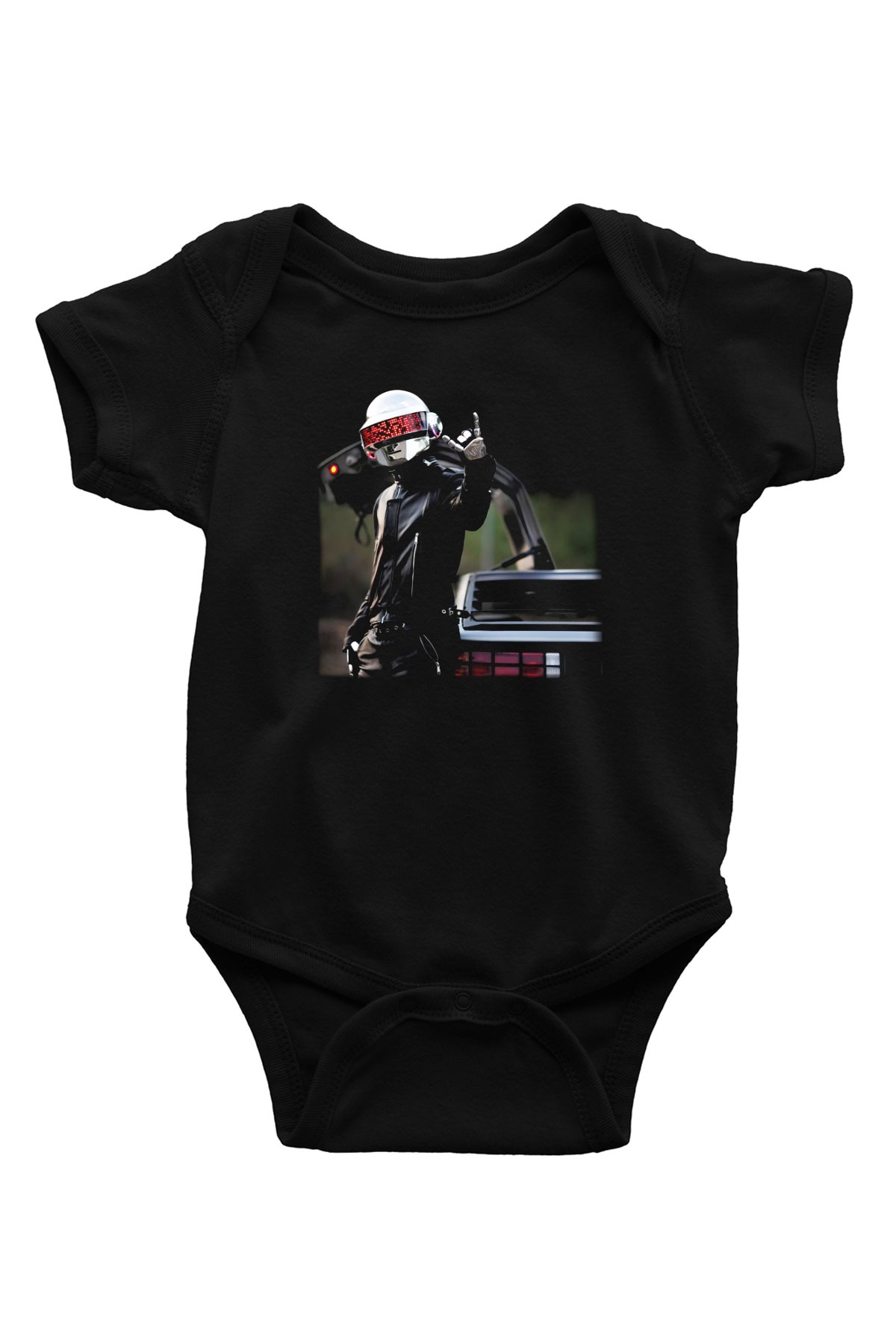 Daft Punk Baskılı Siyah Bebek Body - Zıbın