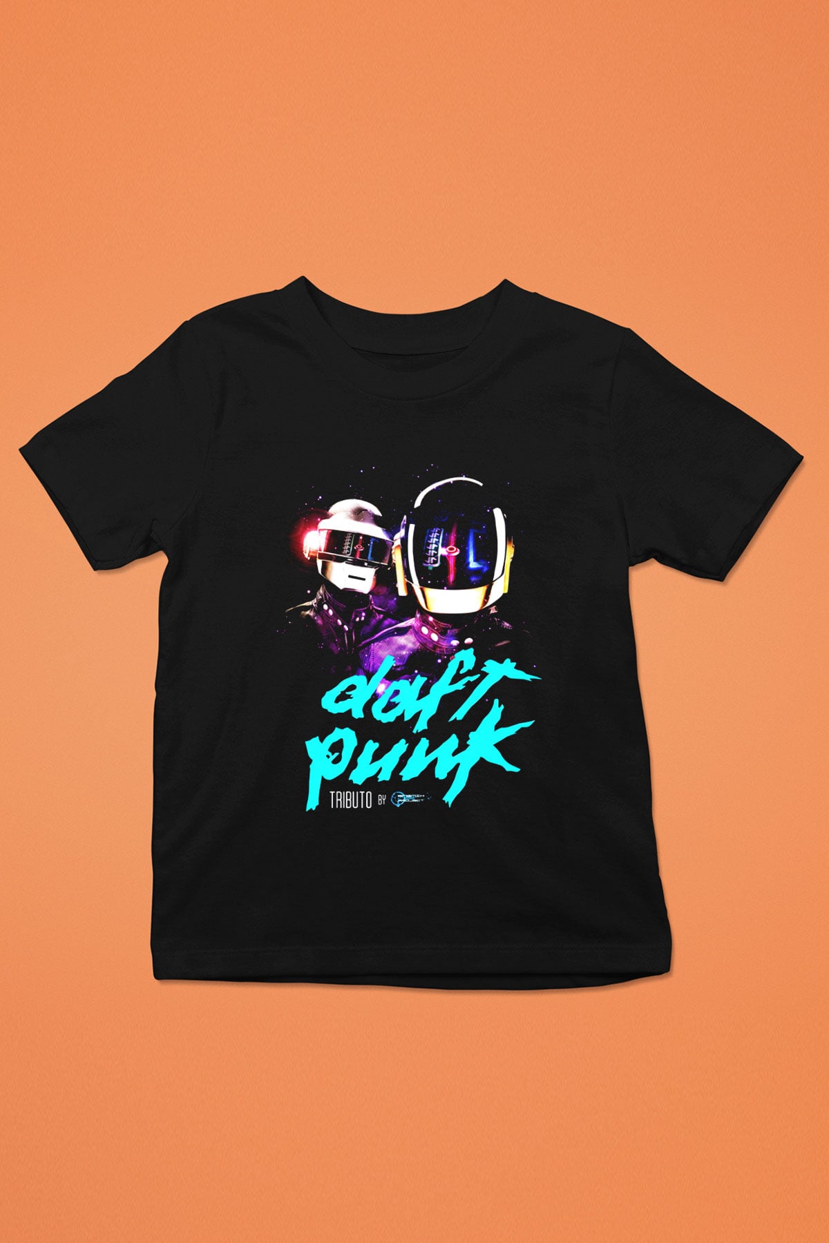 Daft Punk Baskılı Siyah Unisex Çocuk Tişört