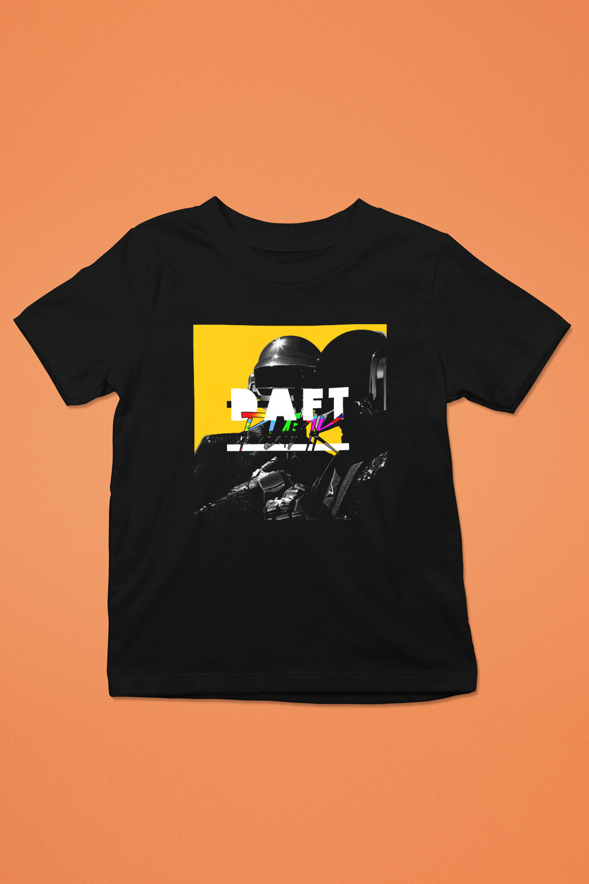 Daft Punk Baskılı Siyah Unisex Çocuk Tişört