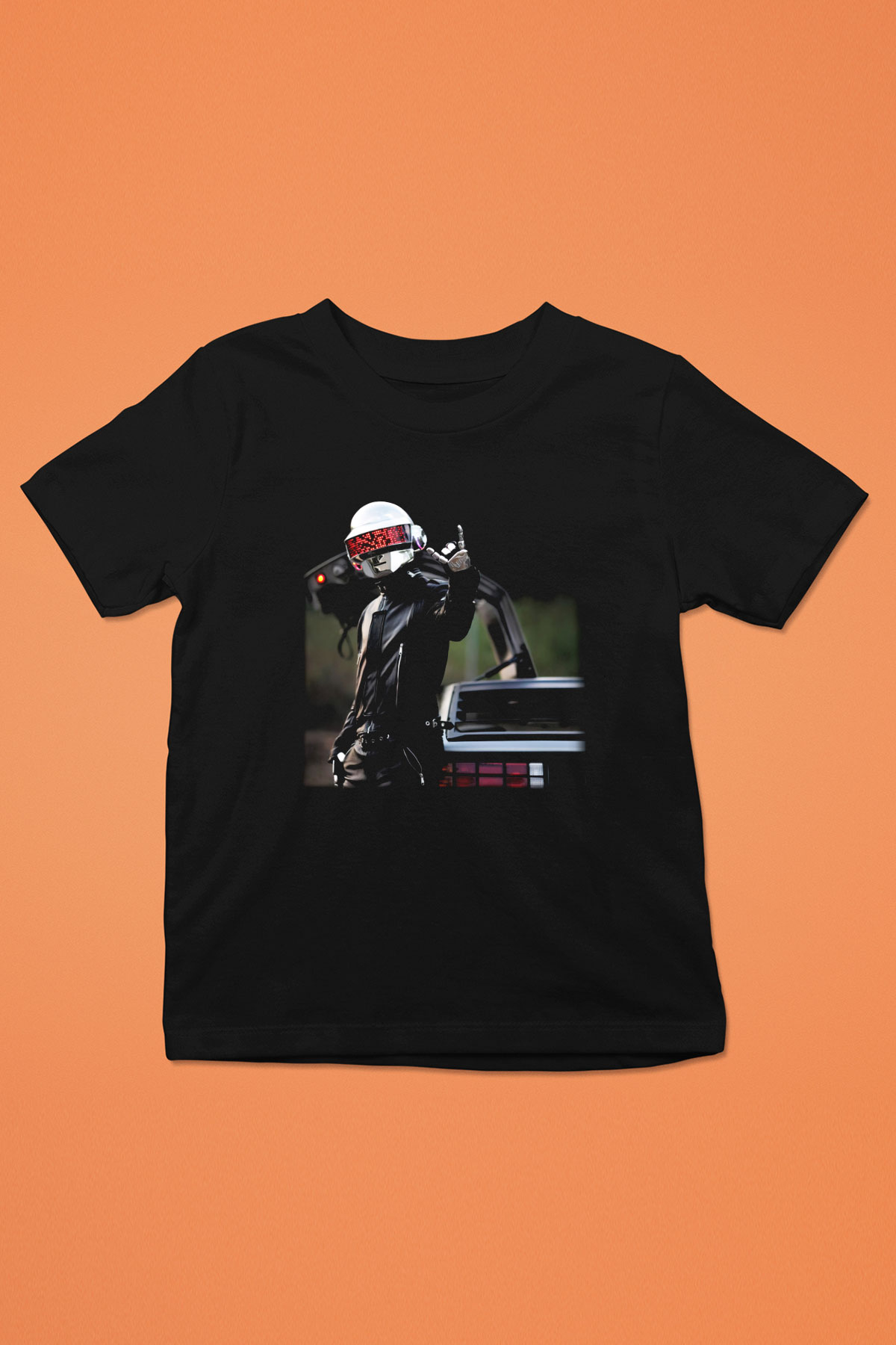 Daft Punk Baskılı Siyah Unisex Çocuk Tişört