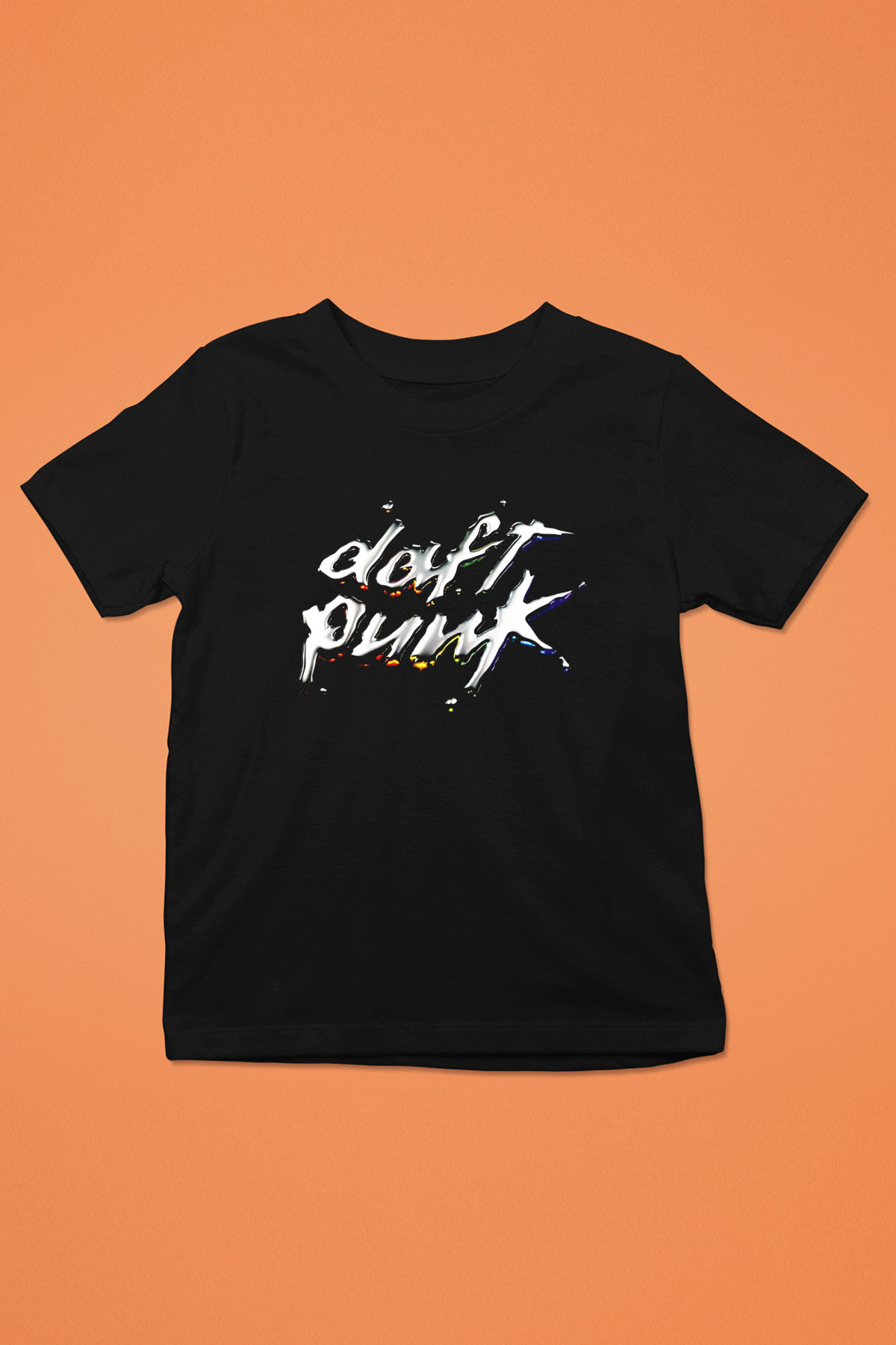 Daft Punk Baskılı Siyah Unisex Çocuk Tişört
