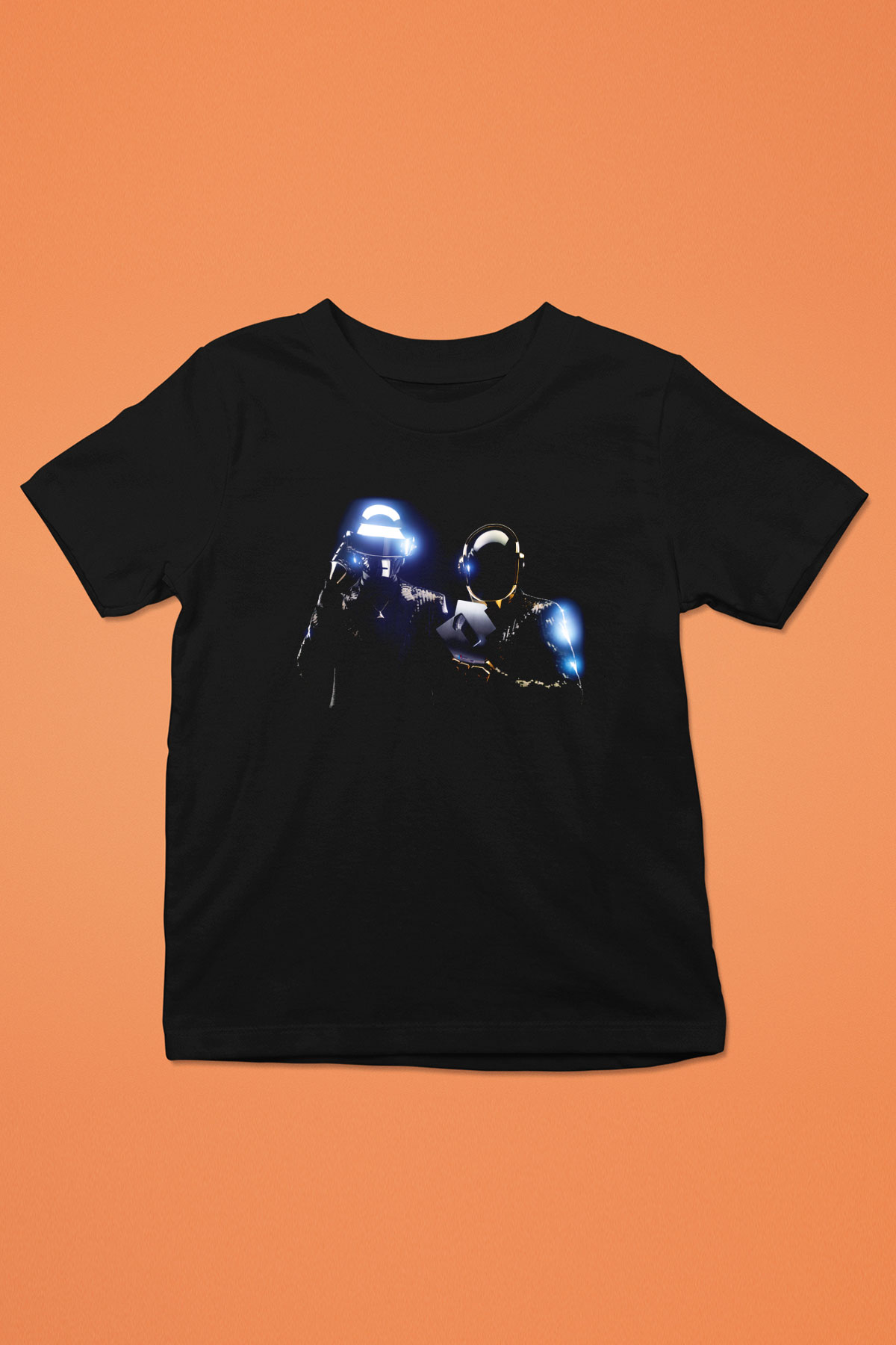 Daft Punk Baskılı Siyah Unisex Çocuk Tişört