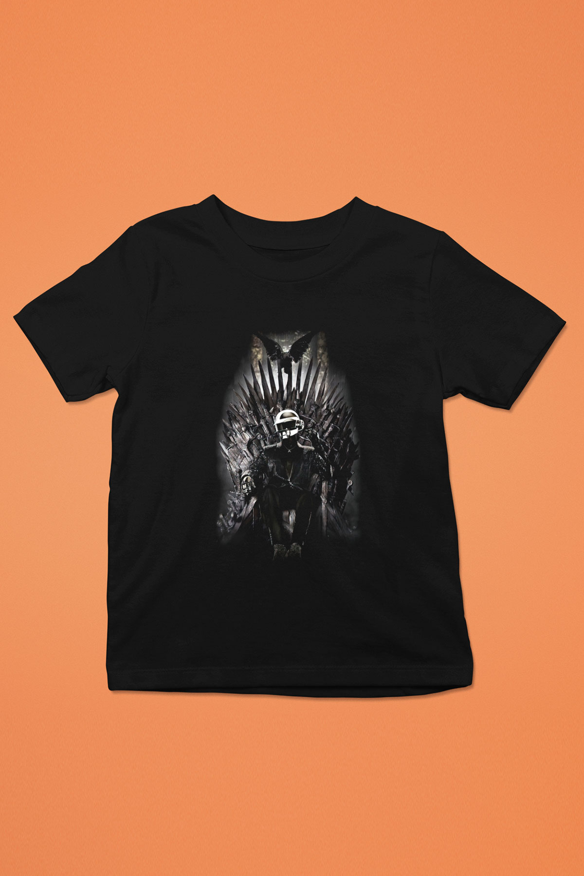 Daft Punk Baskılı Siyah Unisex Çocuk Tişört