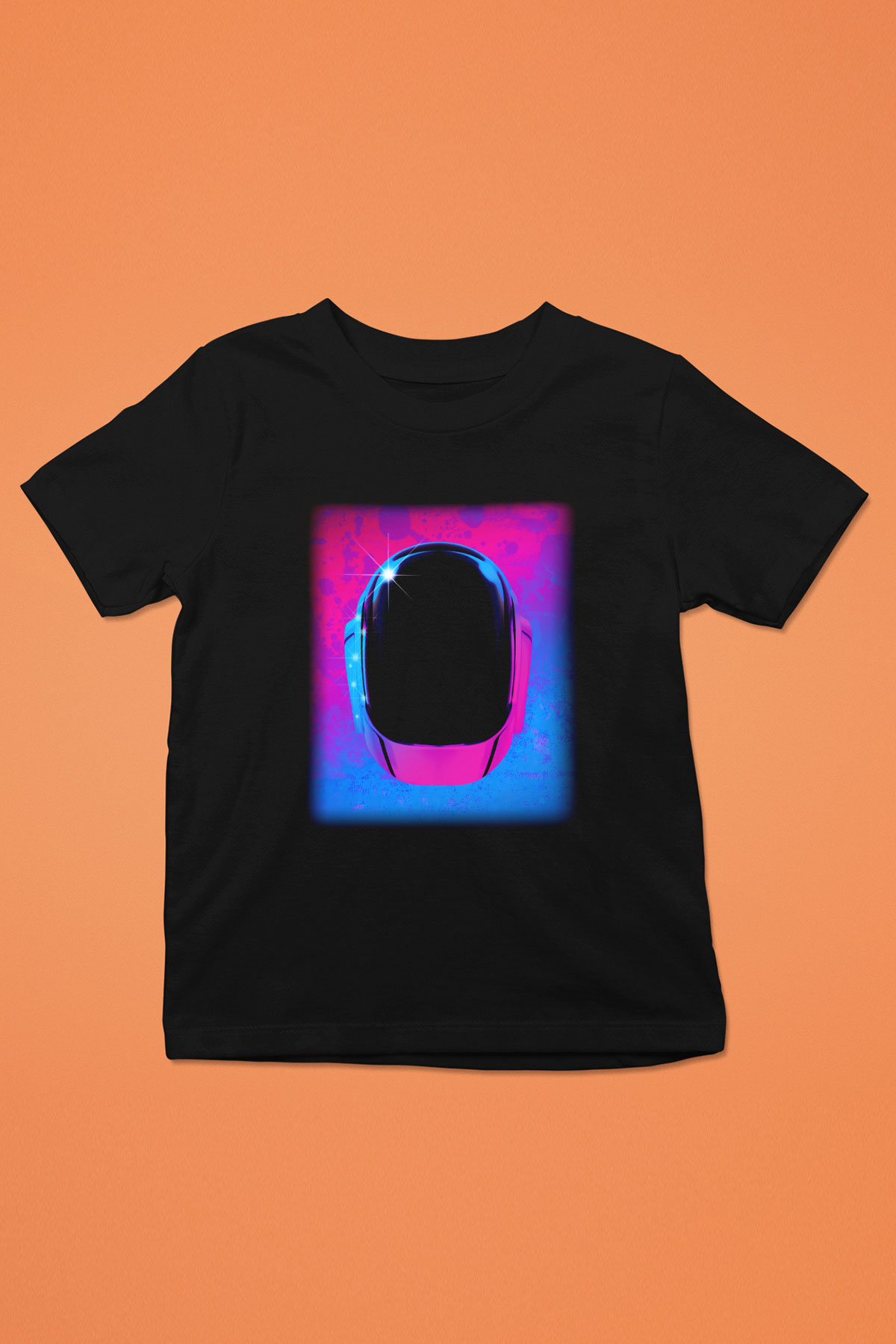 Daft Punk Baskılı Siyah Unisex Çocuk Tişört