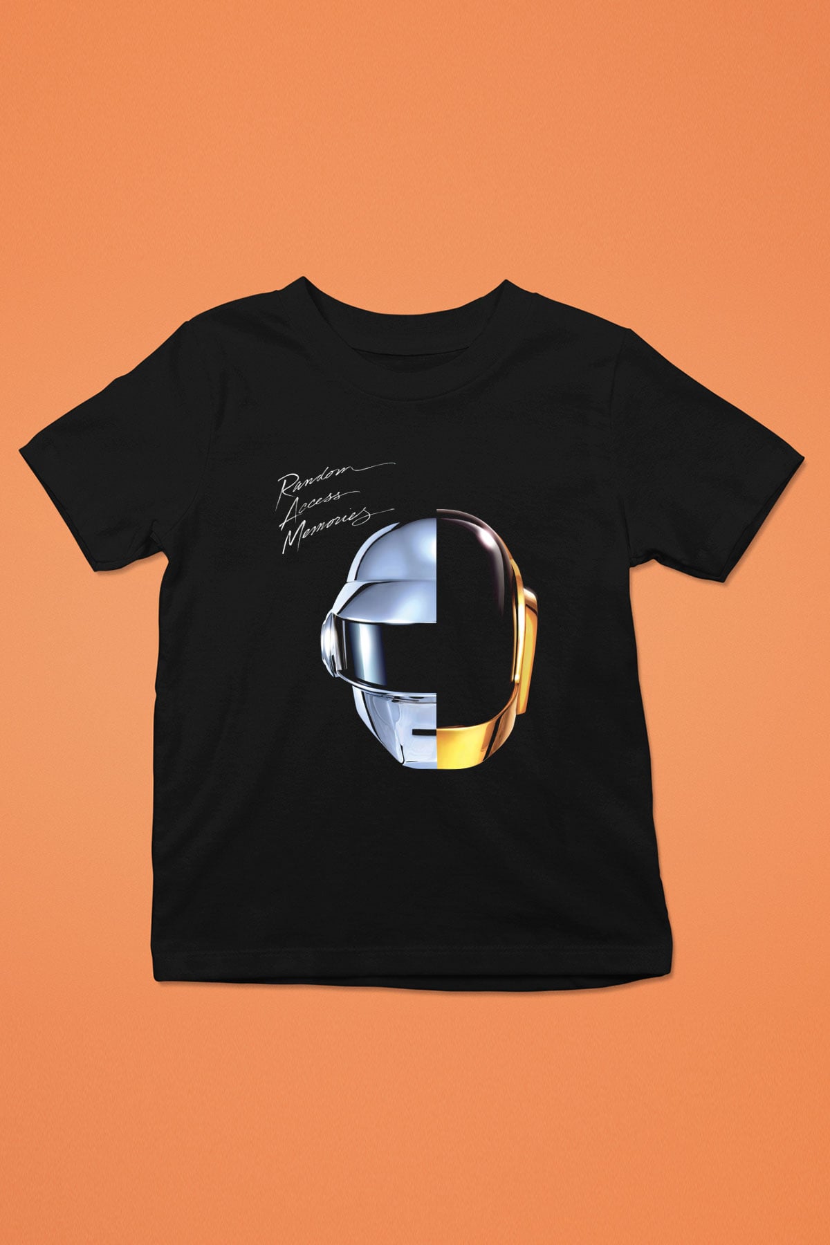 Daft Punk Baskılı Siyah Unisex Çocuk Tişört