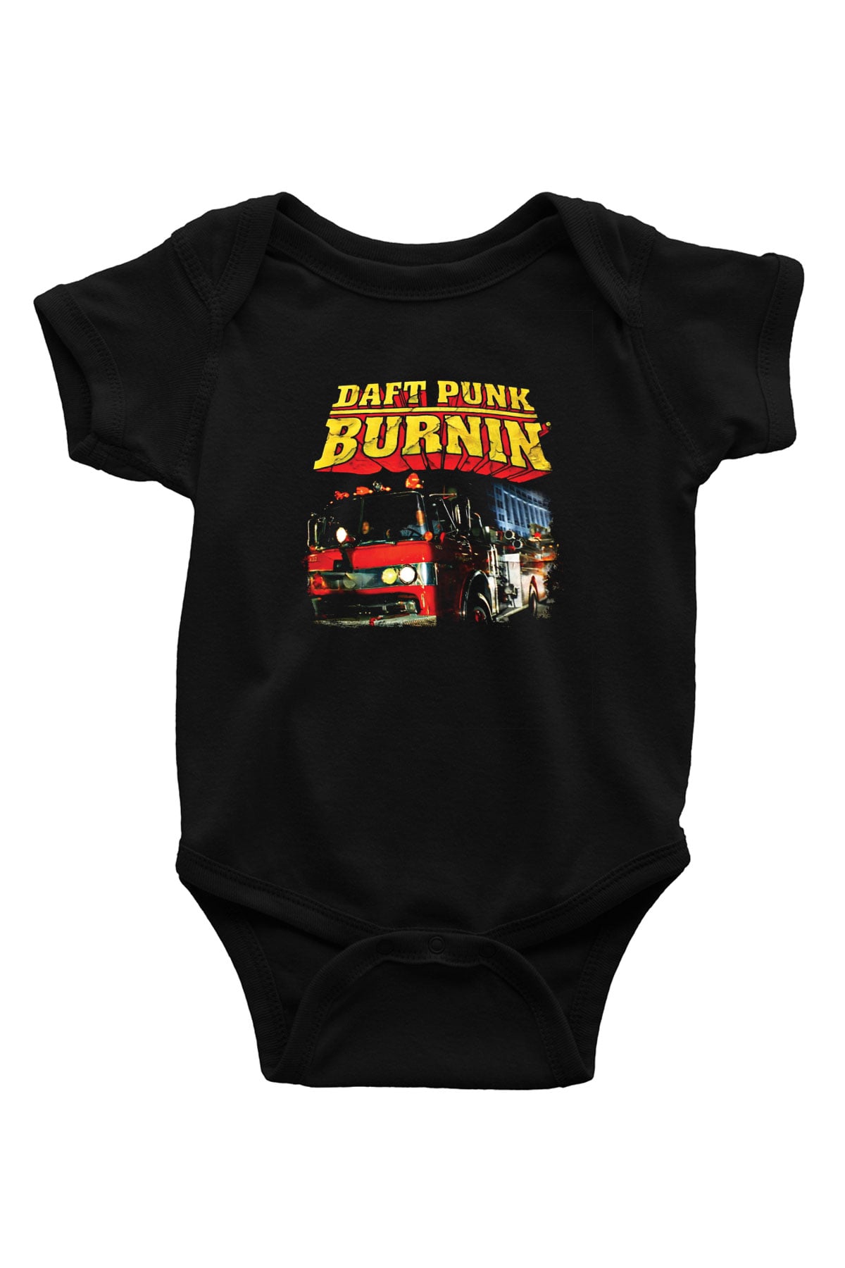 Daft Punk Baskılı Unisex Siyah Bebek Body - Zıbın