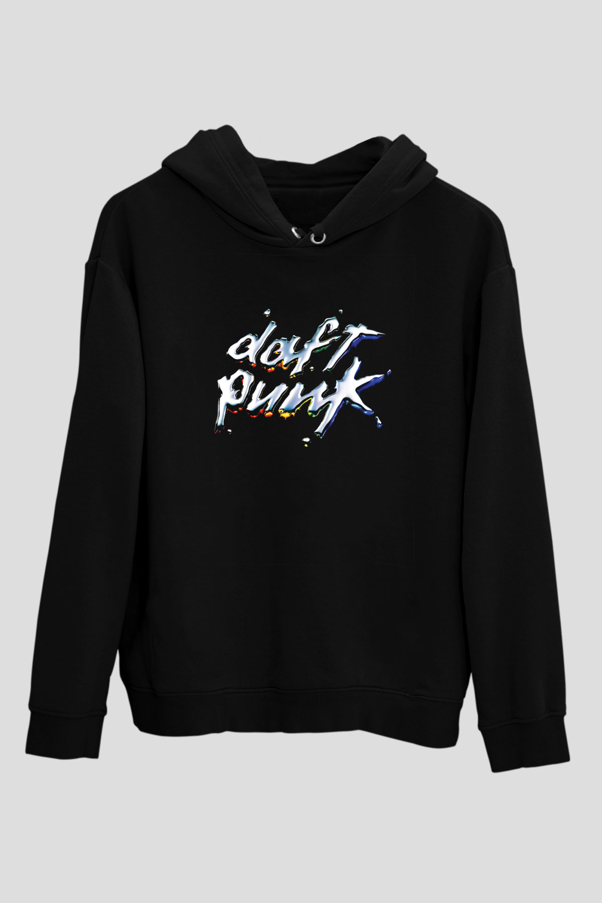 Daft Punk Baskılı Unisex Siyah Hoodie
