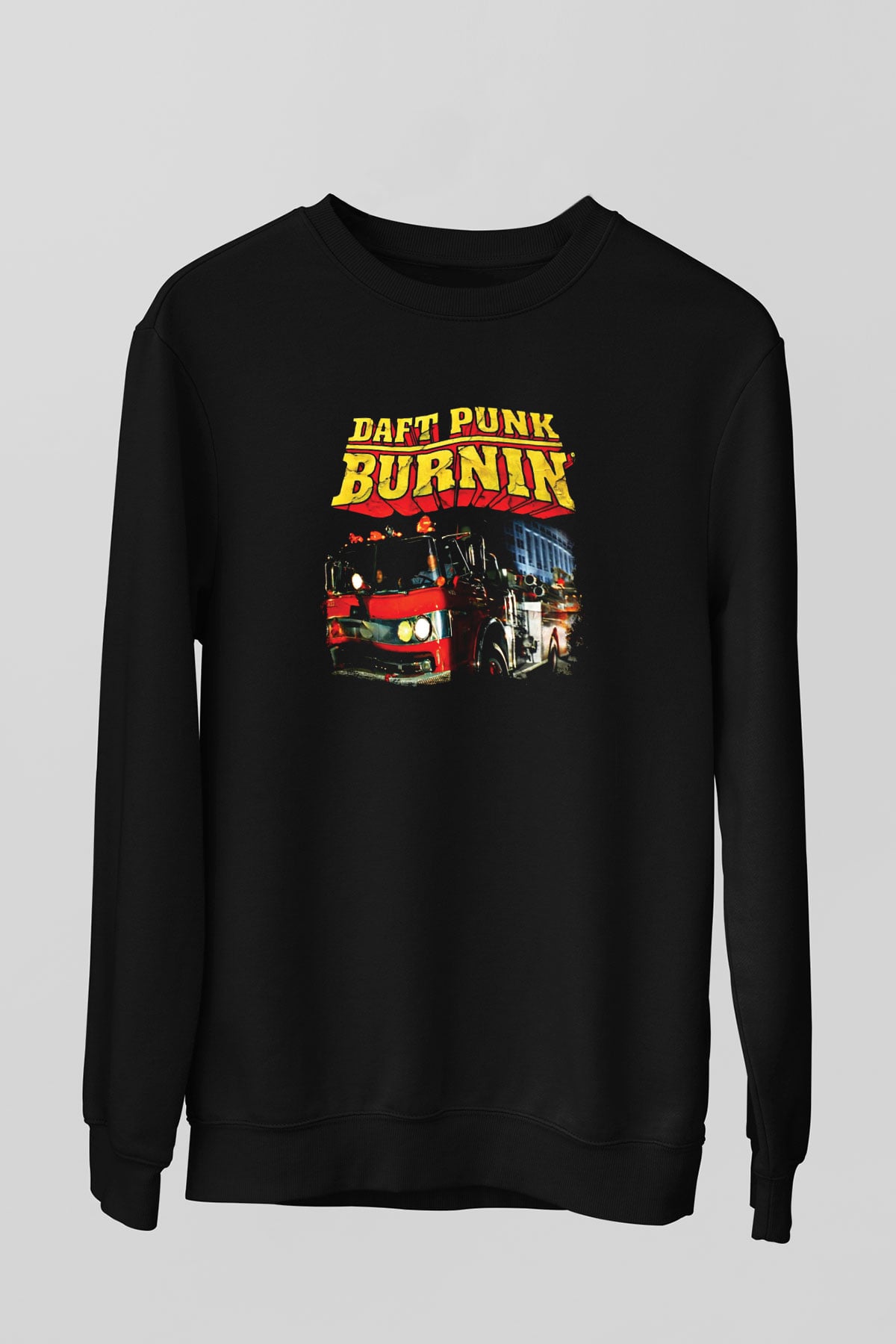 Daft Punk Baskılı Unisex Siyah Sweatshirt
