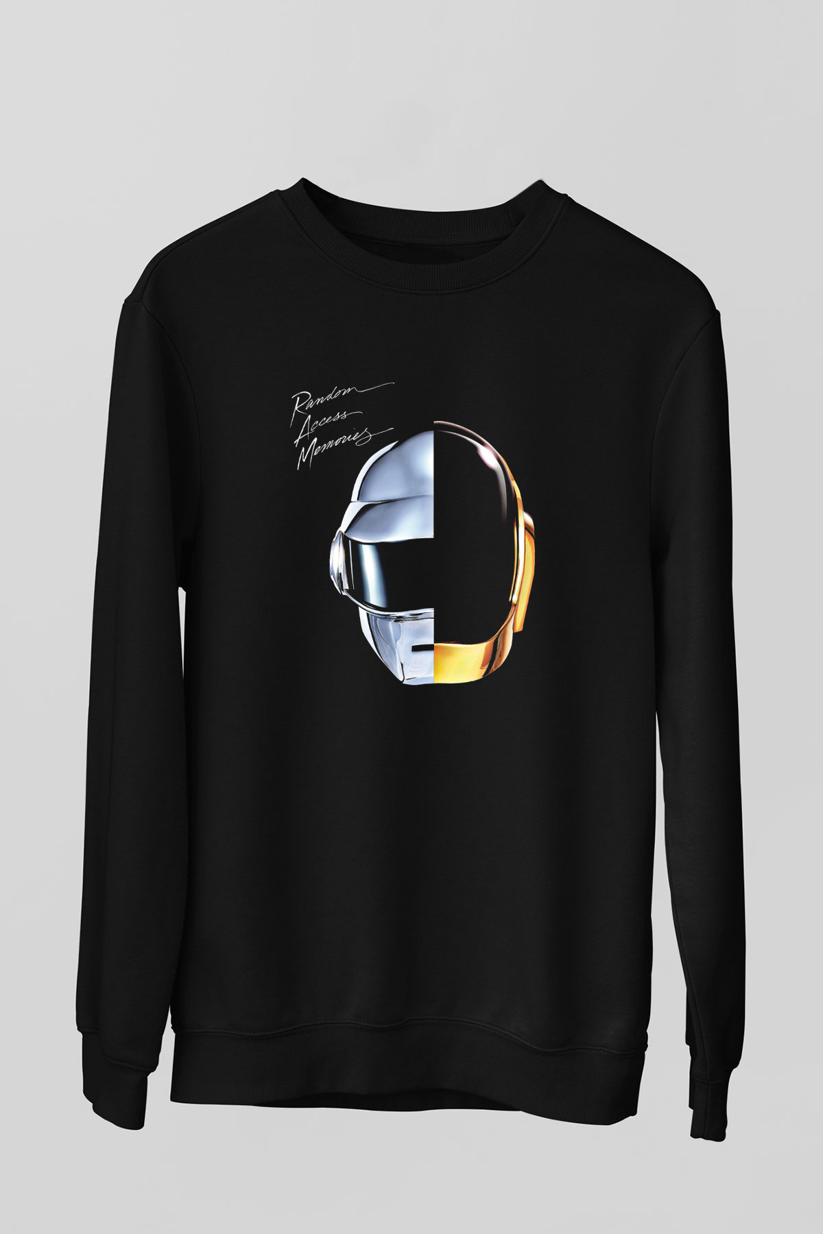 Daft Punk Baskılı Unisex Siyah Sweatshirt
