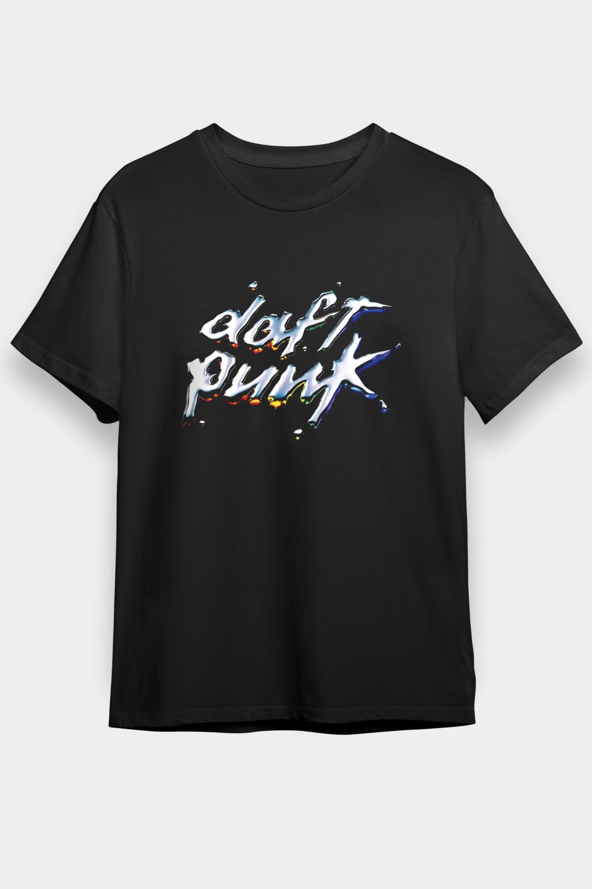 Daft Punk Baskılı Unisex Siyah Tişört