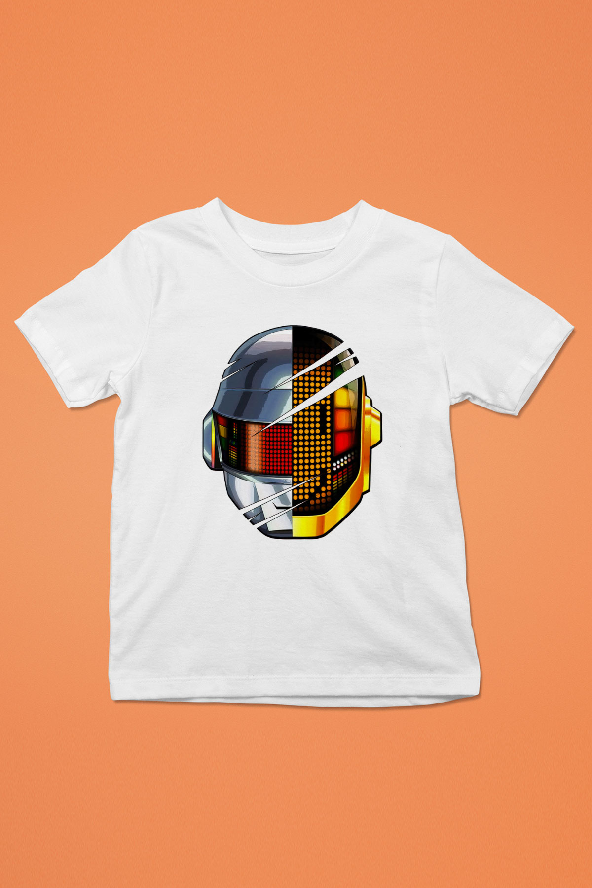 Daft Punk Beyaz Unisex Çocuk Tişört