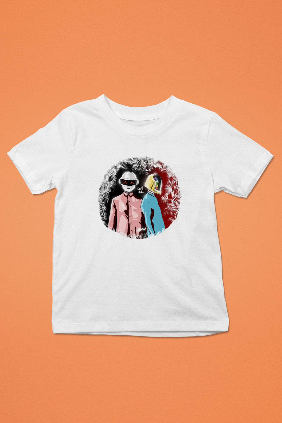 Daft Punk Beyaz Unisex Çocuk Tişört