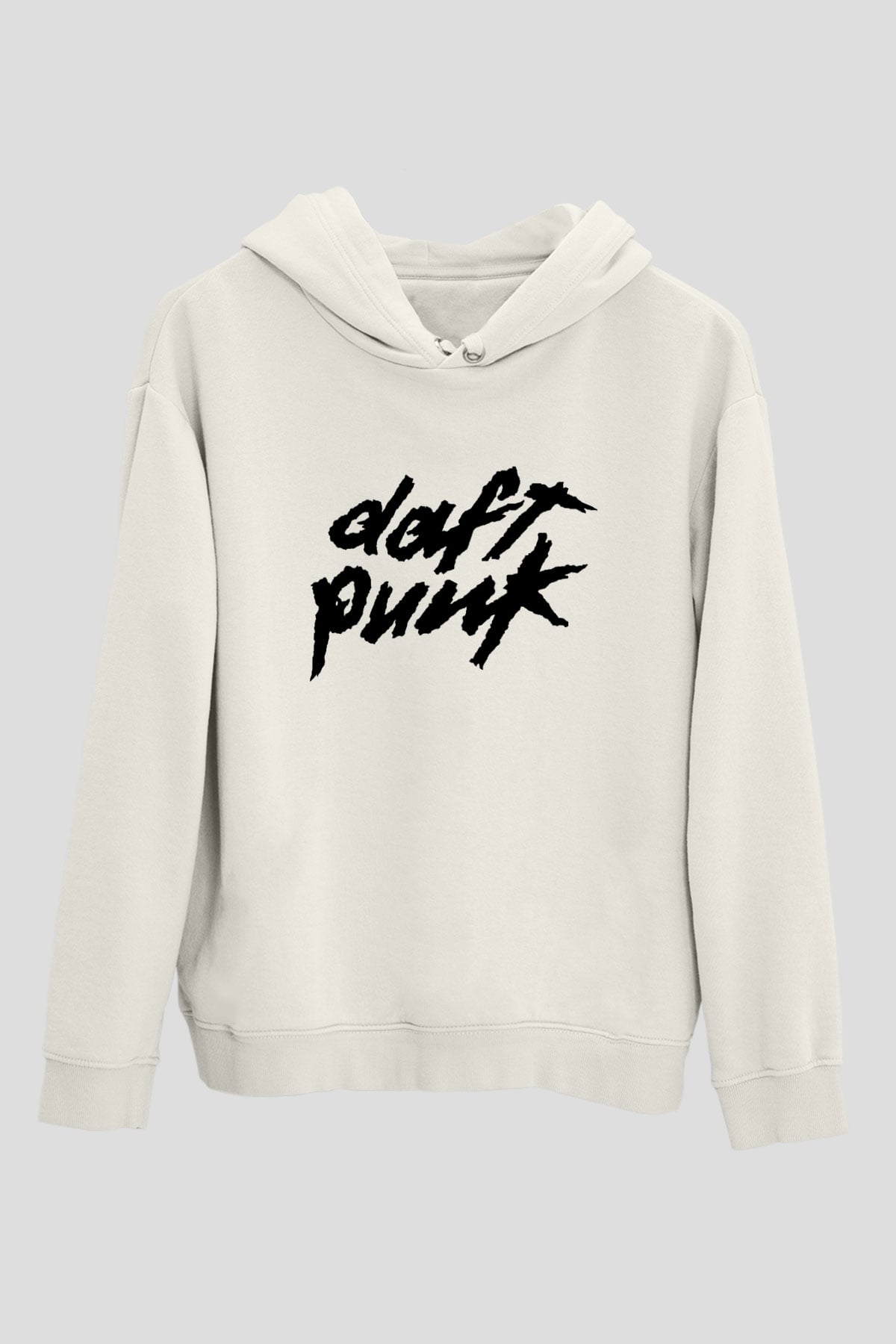 Daft Punk Beyaz Unisex Kapşonlu Sweatshirt