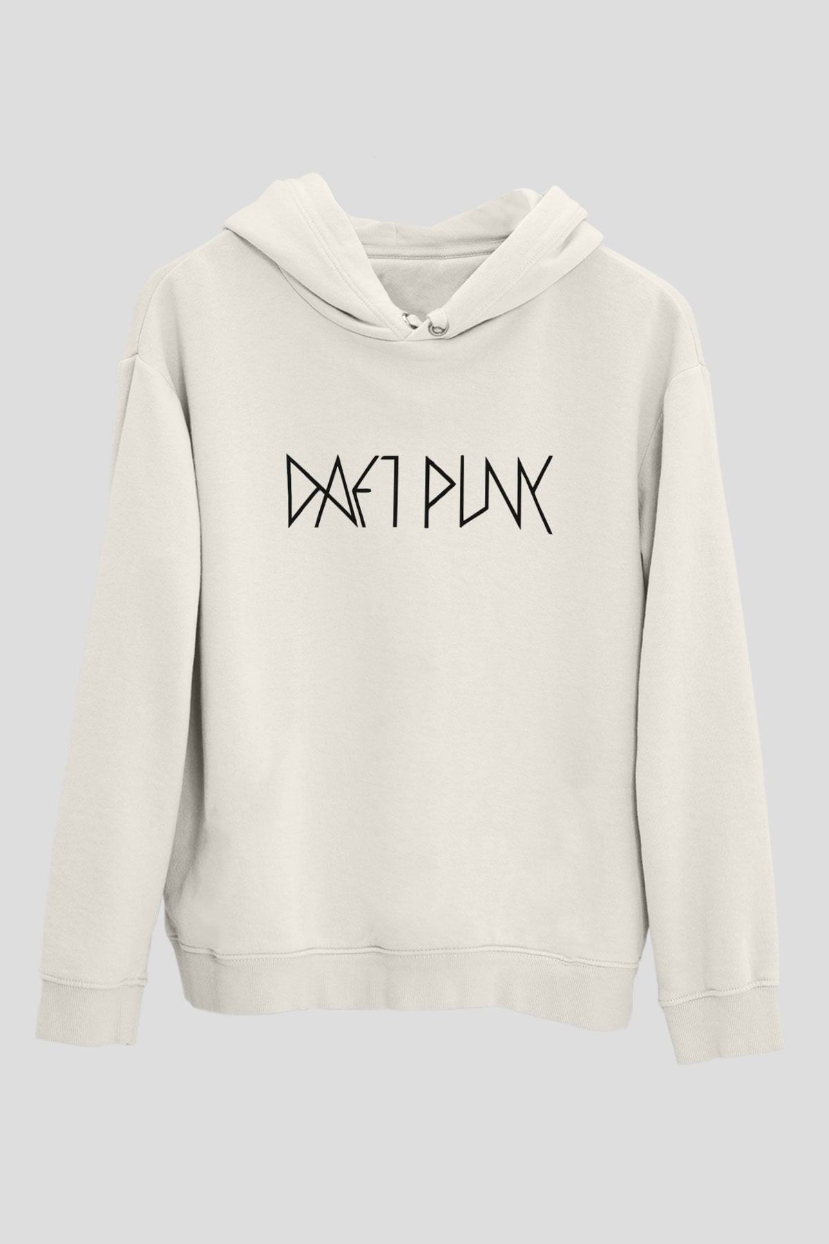 Daft Punk Beyaz Unisex Kapşonlu Sweatshirt