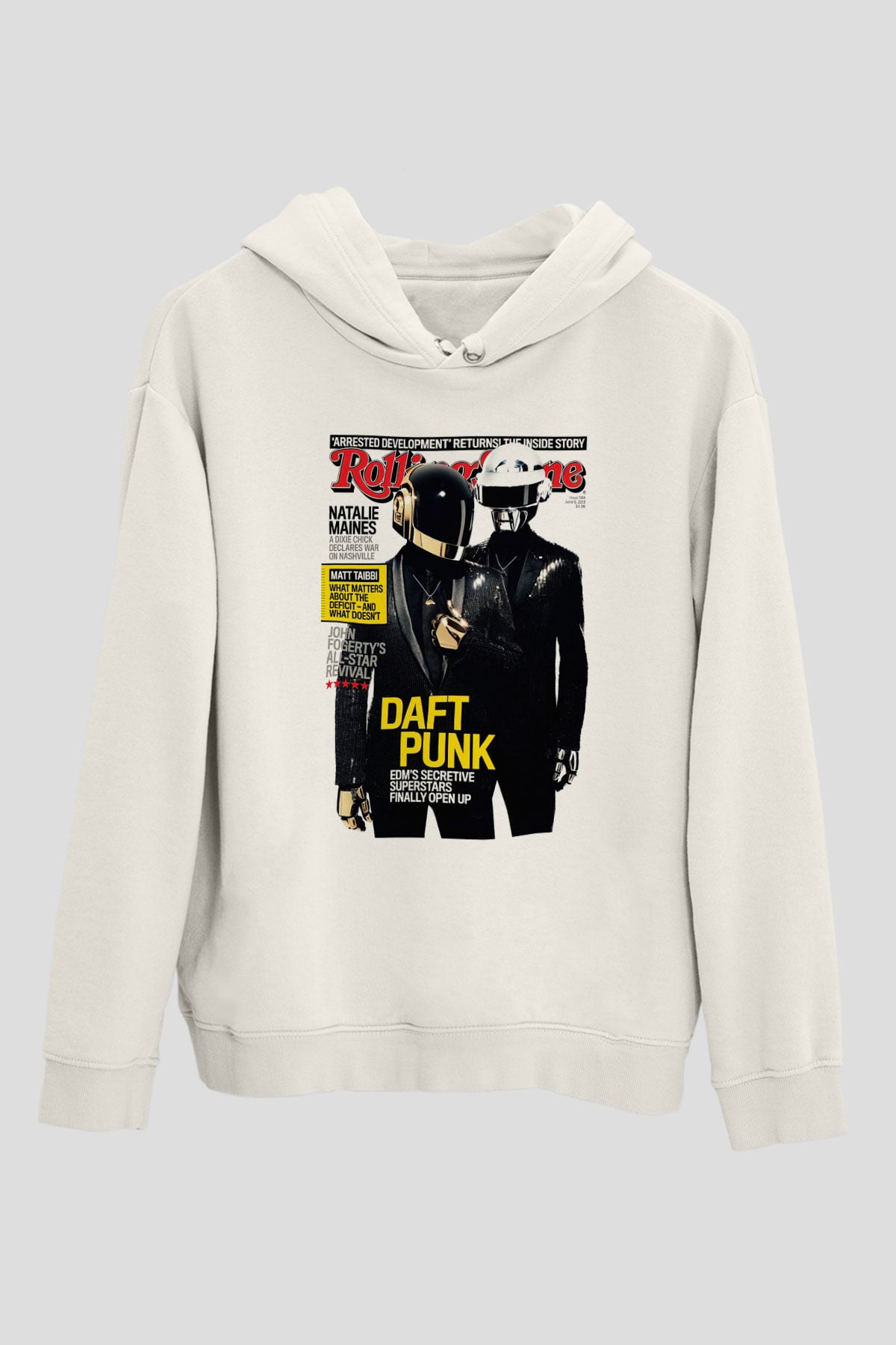 Daft Punk Beyaz Unisex Kapşonlu Sweatshirt