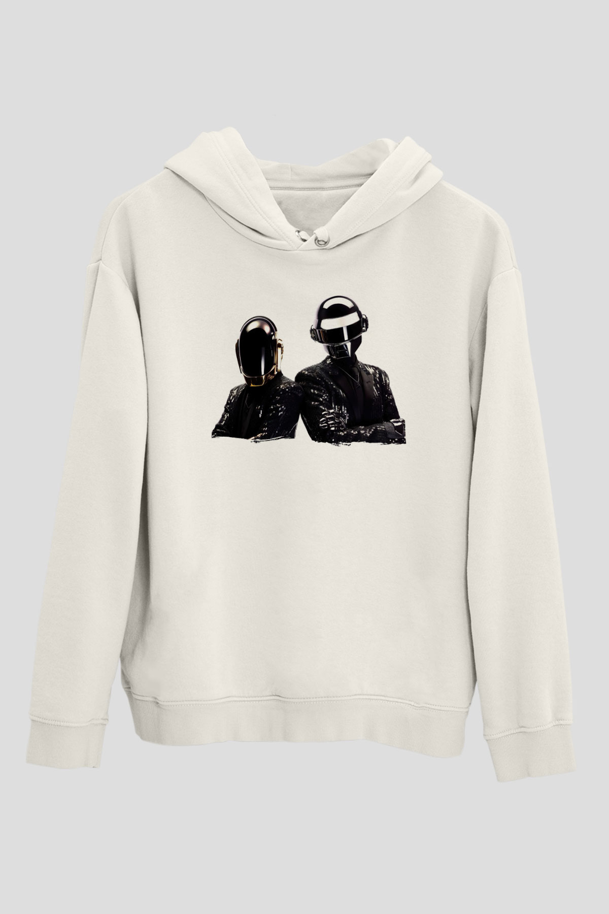 Daft Punk Beyaz Unisex Kapüşonlu Sweatshirt