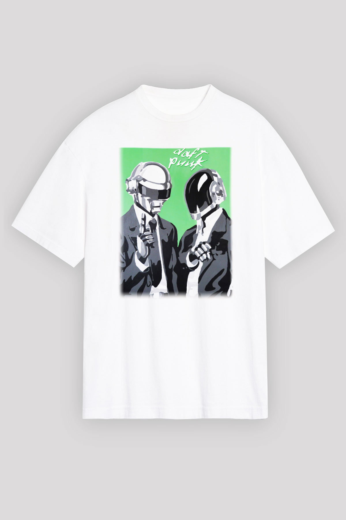 Daft Punk Beyaz Unisex Oversize Tişört T-Shirt