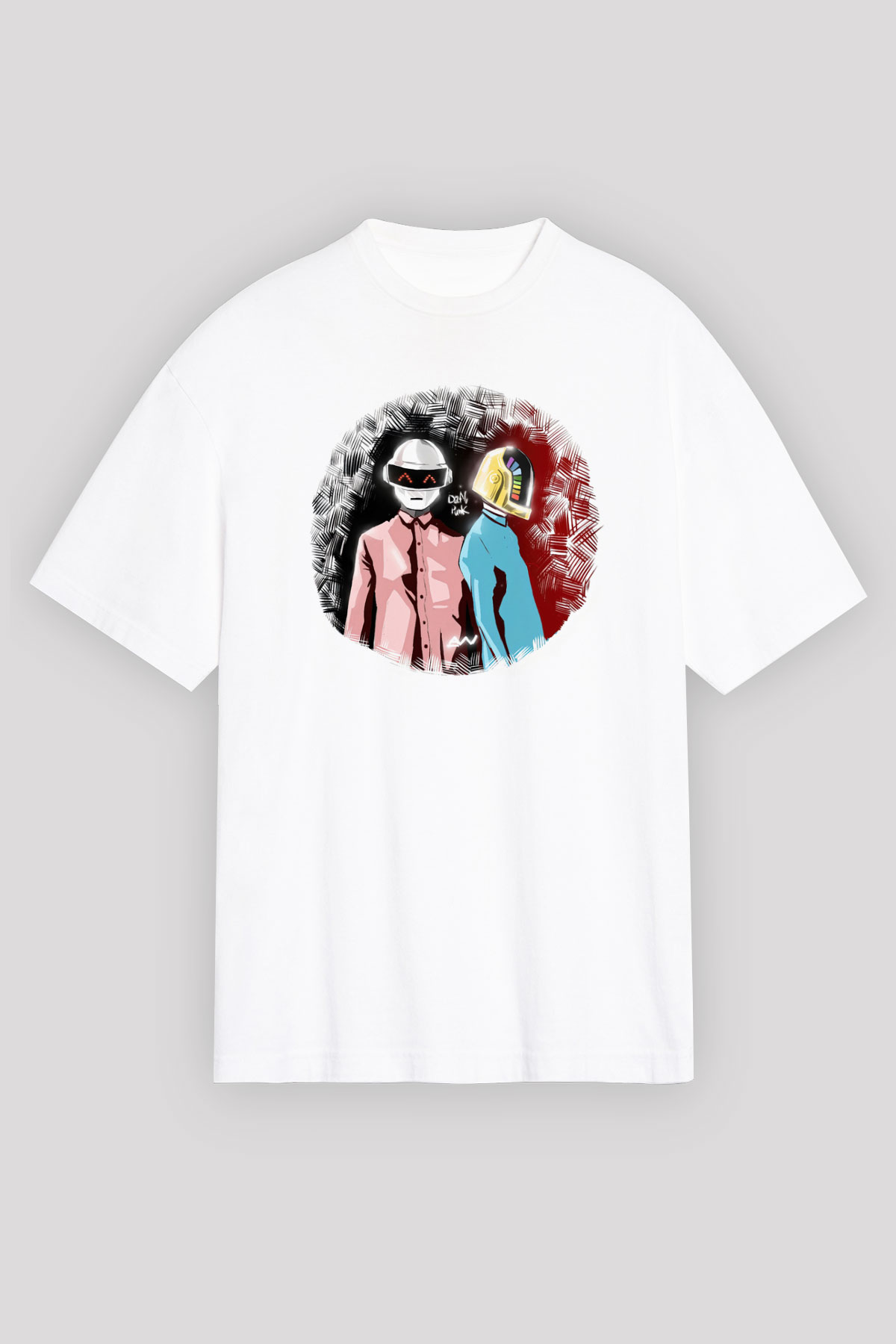 Daft Punk Beyaz Unisex Tişört T-Shirt - TişörtFabrikası
