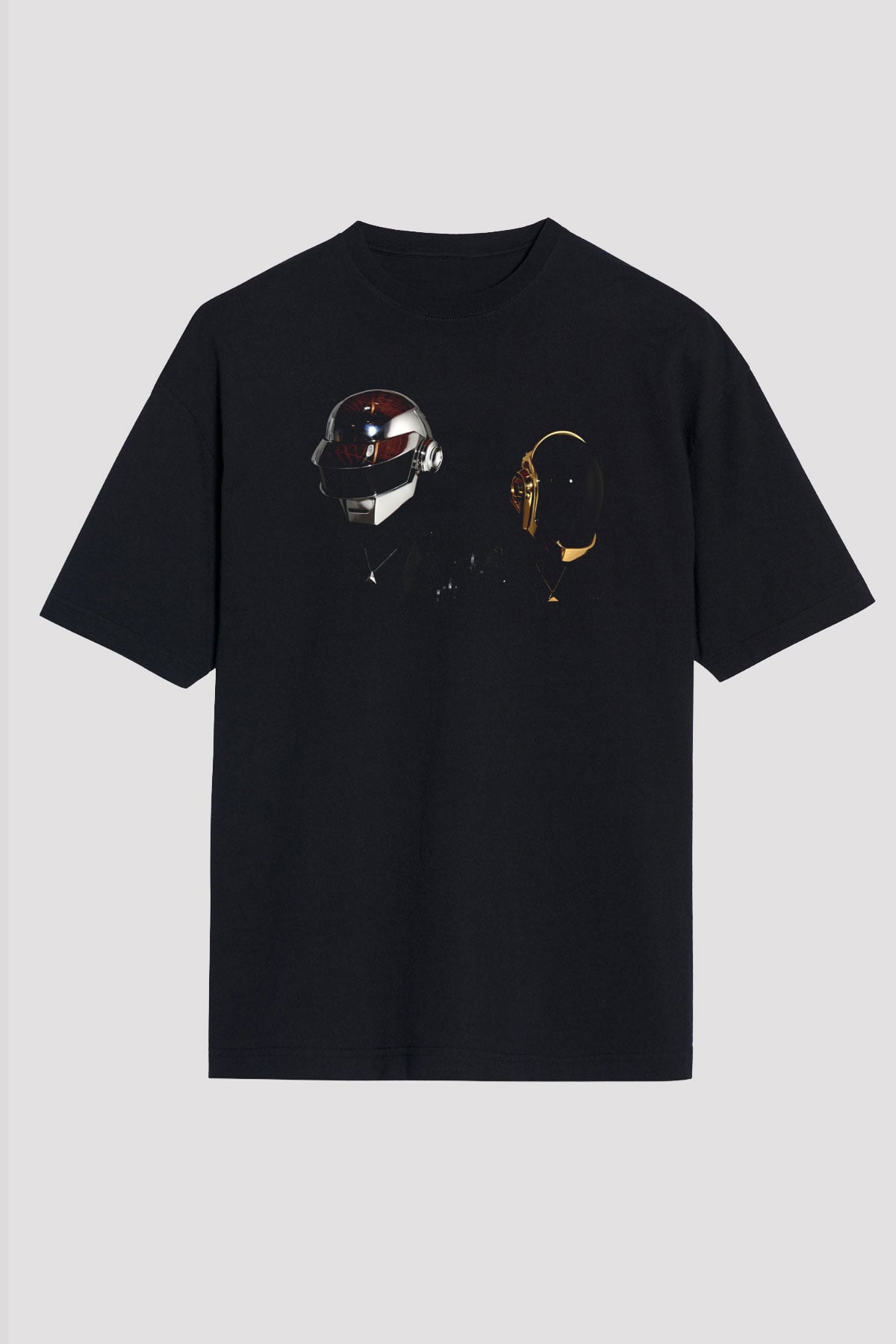 Daft Punk Siyah Unisex Oversize Tişört T-Shirt