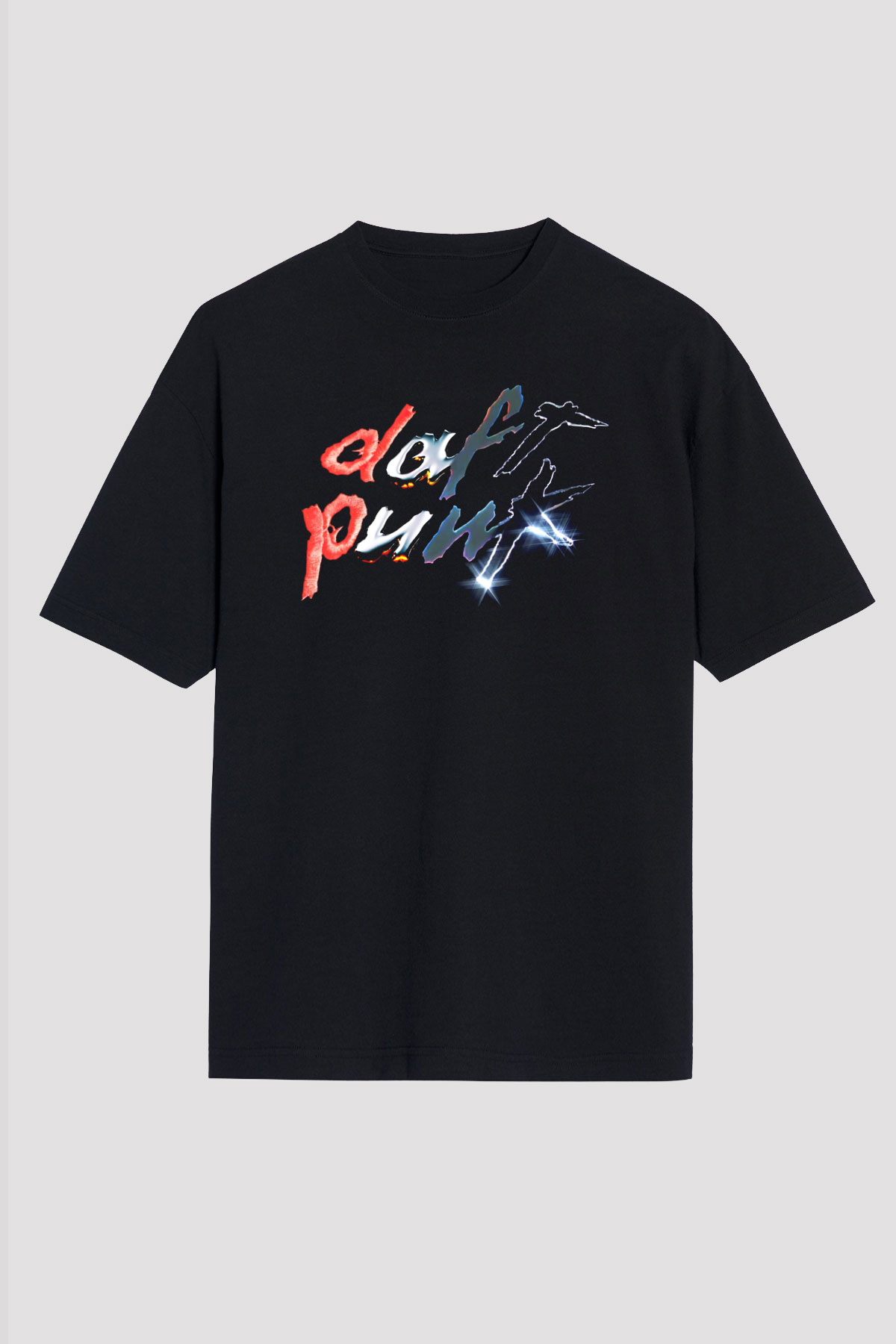 Daft Punk Siyah Unisex Oversize Tişört T-Shirt