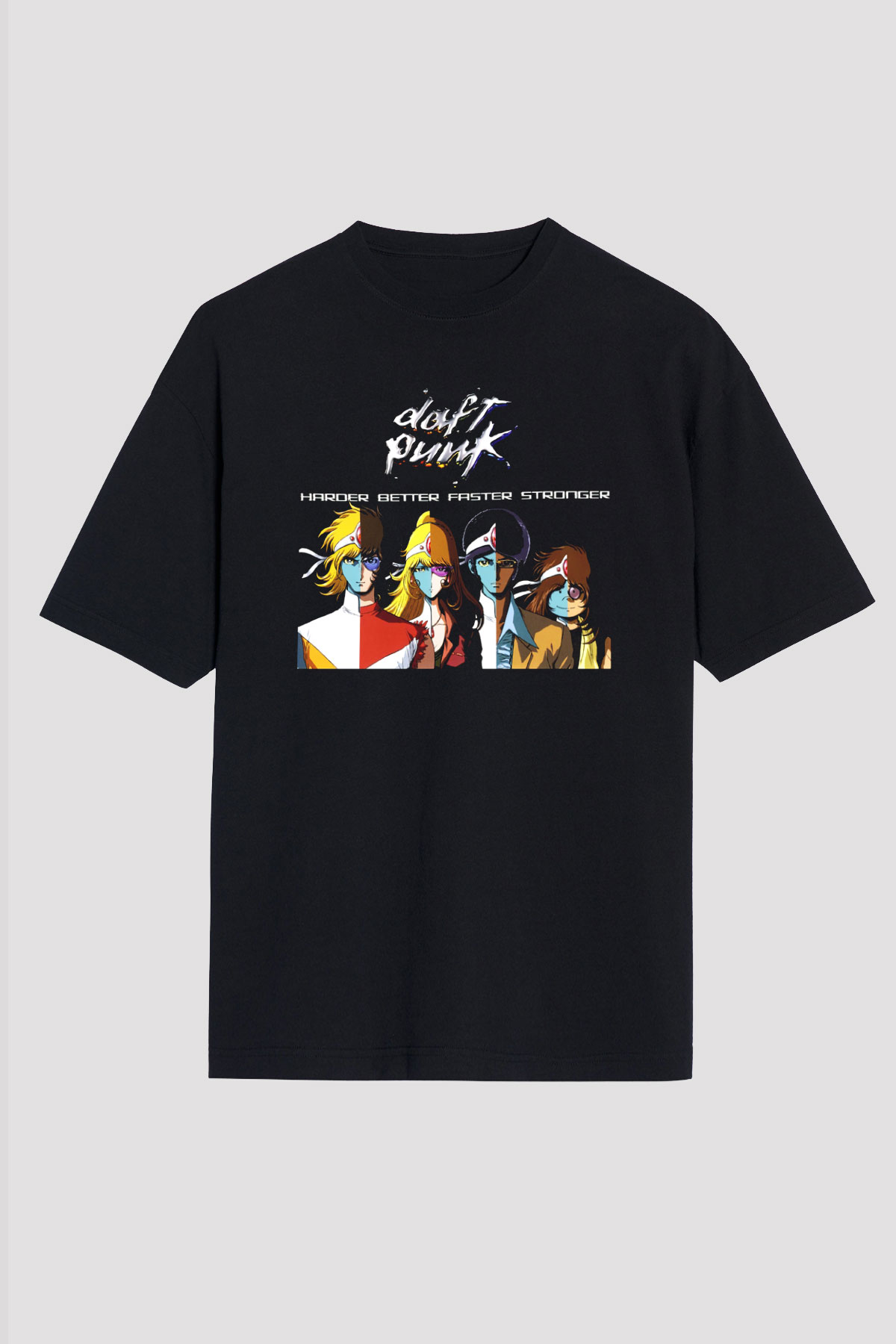 Daft Punk Siyah Unisex Oversize Tişört T-Shirt