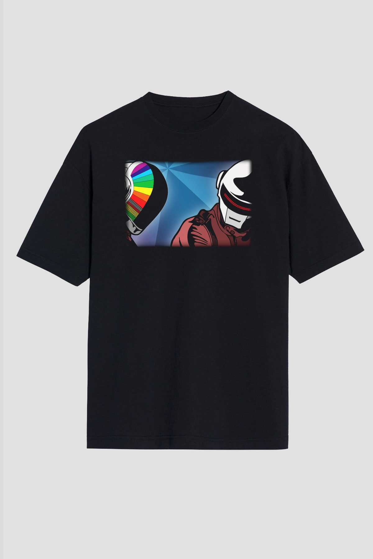 Daft Punk Siyah Unisex Oversize Tişört T-Shirt