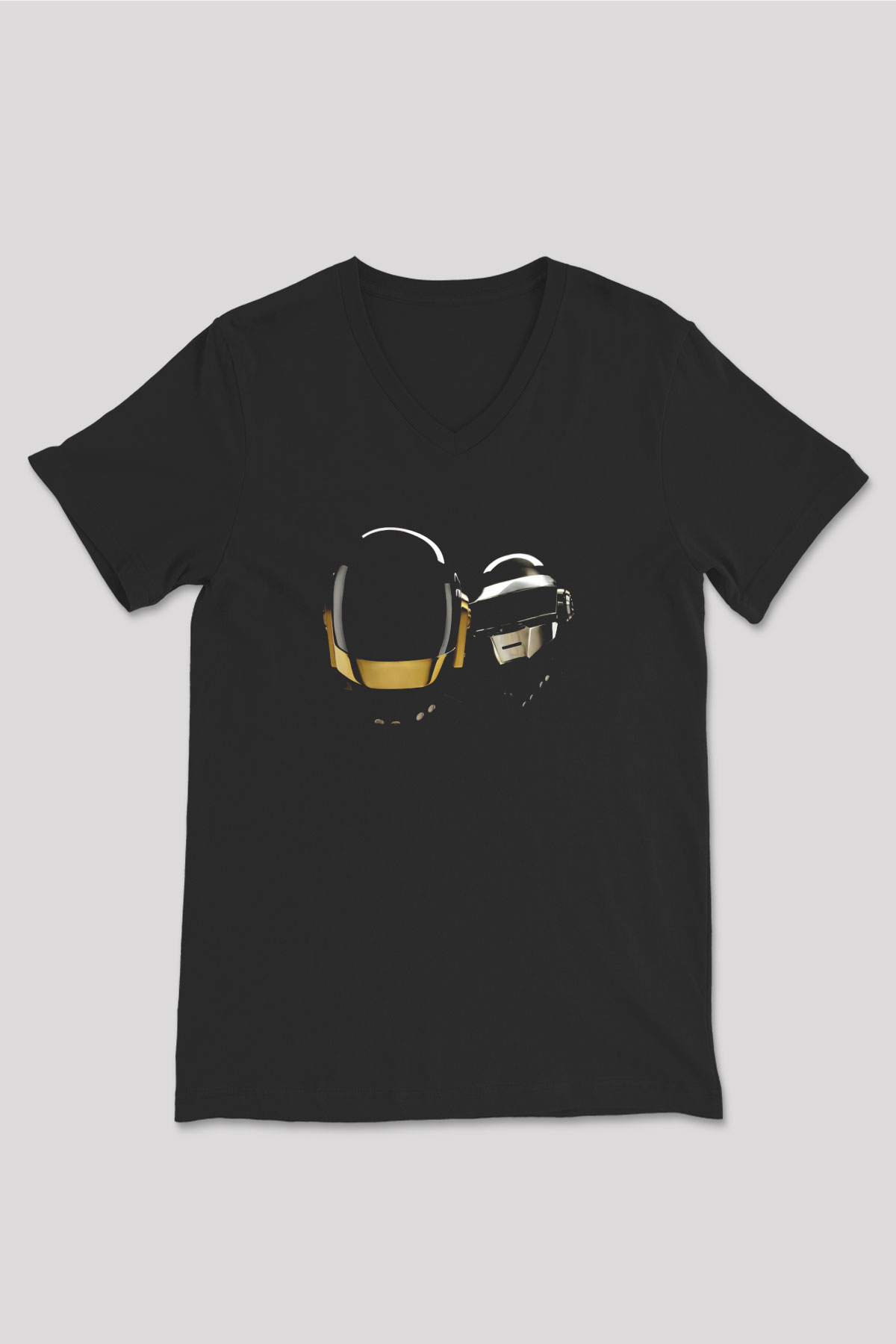 Daft Punk Siyah Unisex V Yaka Tişört
