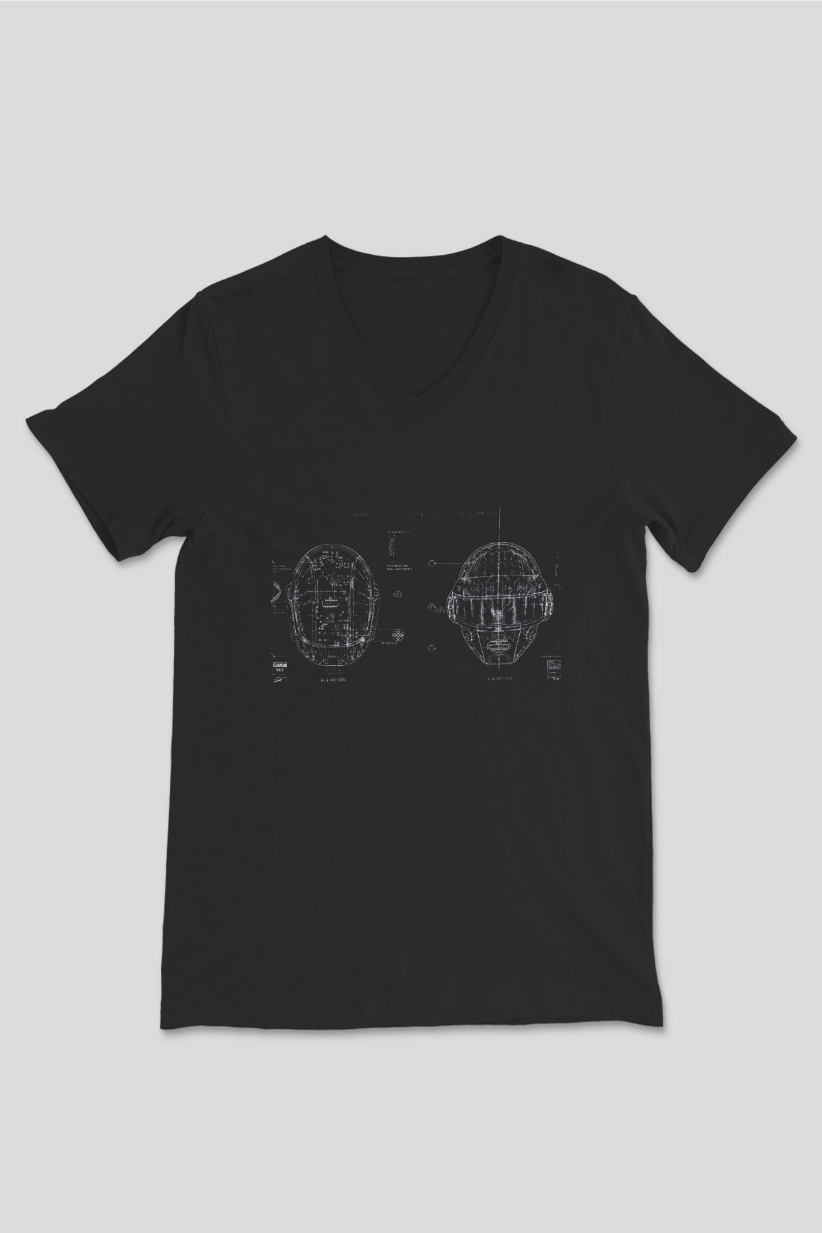 Daft Punk Siyah Unisex V Yaka Tişört