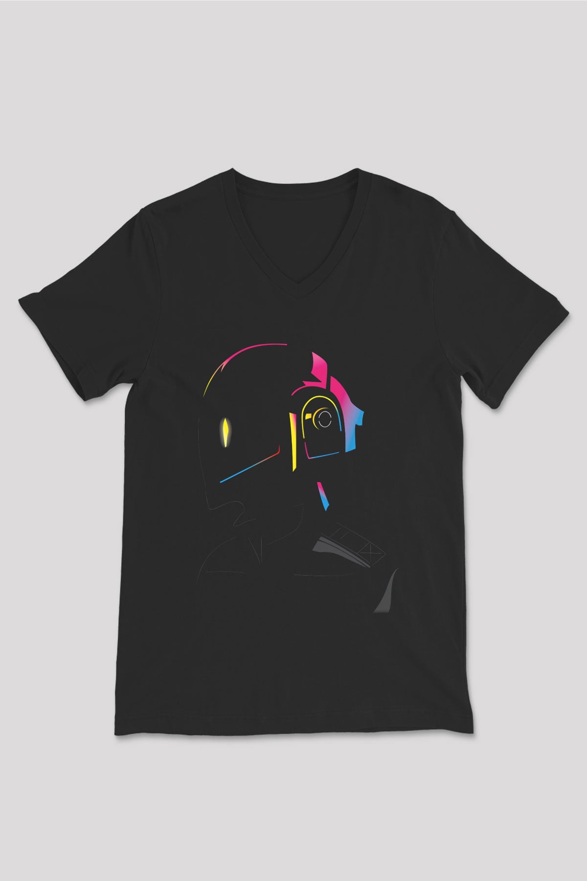 Daft Punk Siyah Unisex V Yaka Tişört