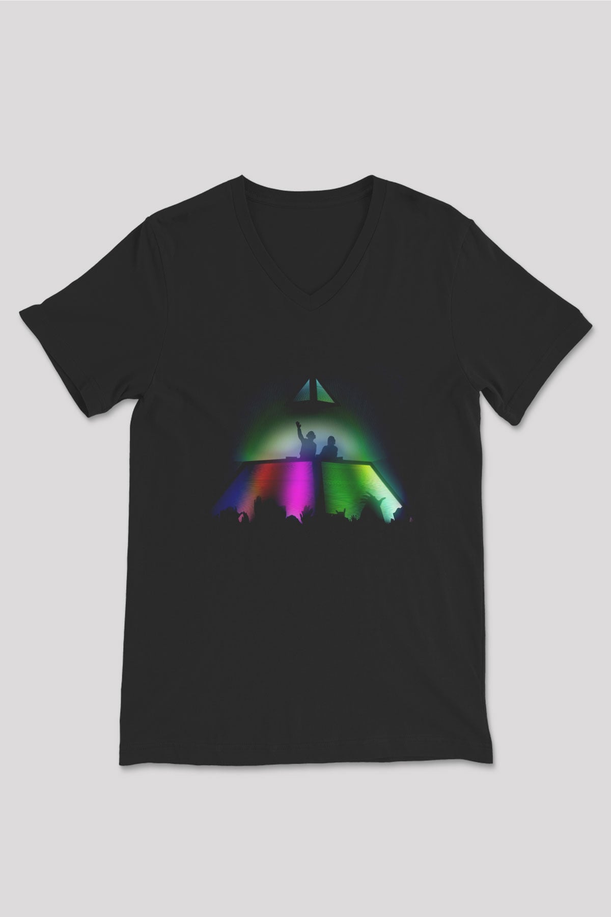 Daft Punk Siyah Unisex V Yaka Tişört T-Shirt