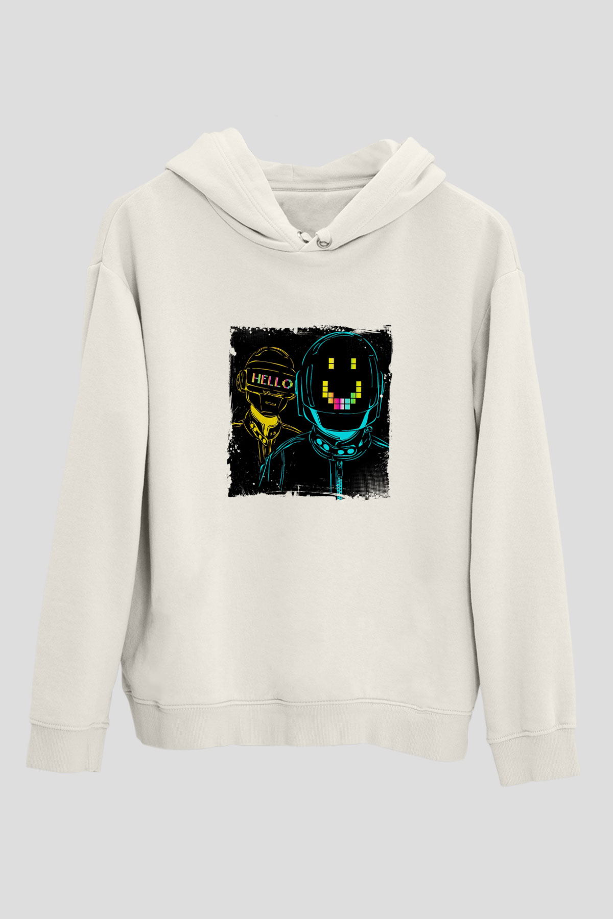 Daft PunkBaskılı Beyaz Hoodie