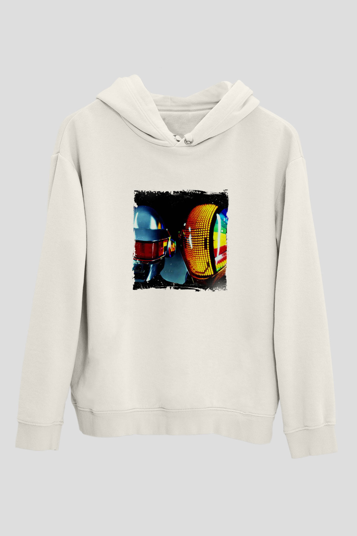 Daft PunkBaskılı Beyaz Hoodie