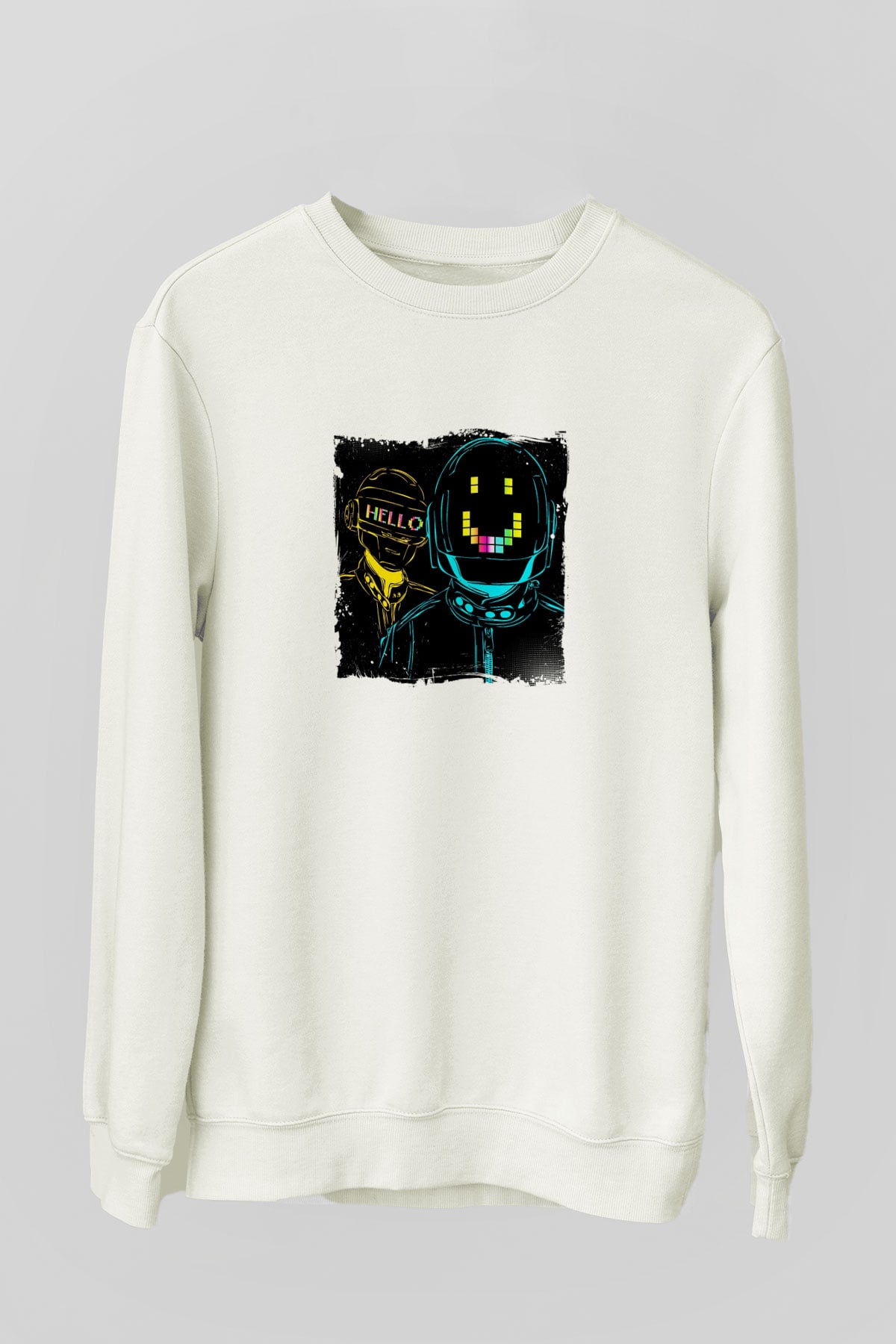 Daft PunkBaskılı Beyaz Sweatshirt