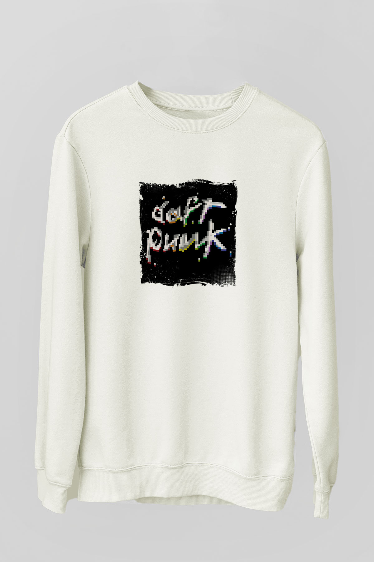 Daft PunkBaskılı Beyaz Sweatshirt