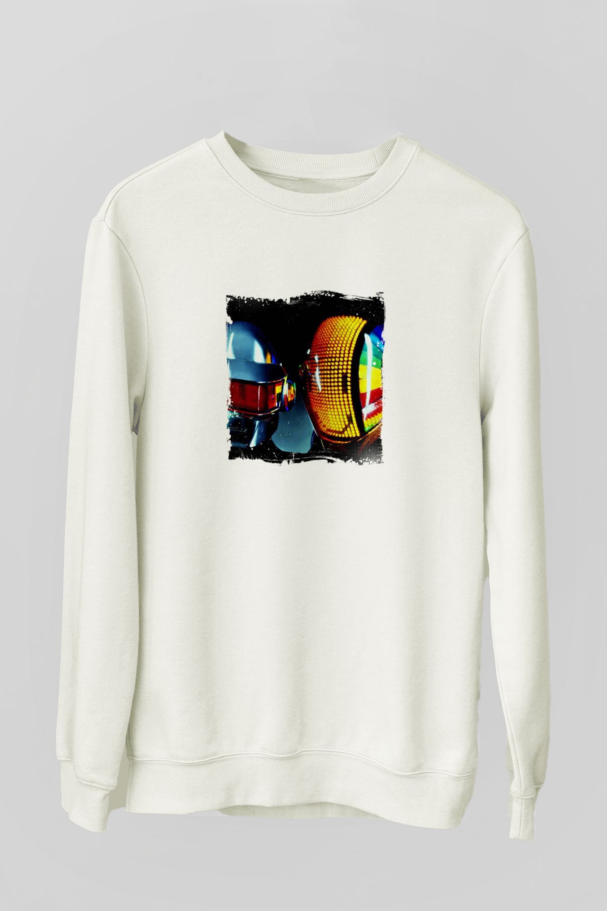 Daft PunkBaskılı Beyaz Sweatshirt