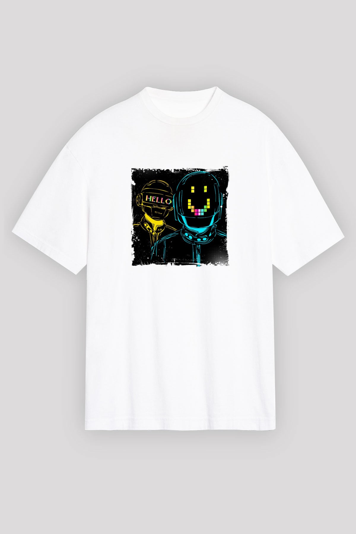 Daft PunkBaskılı Beyaz Tişört