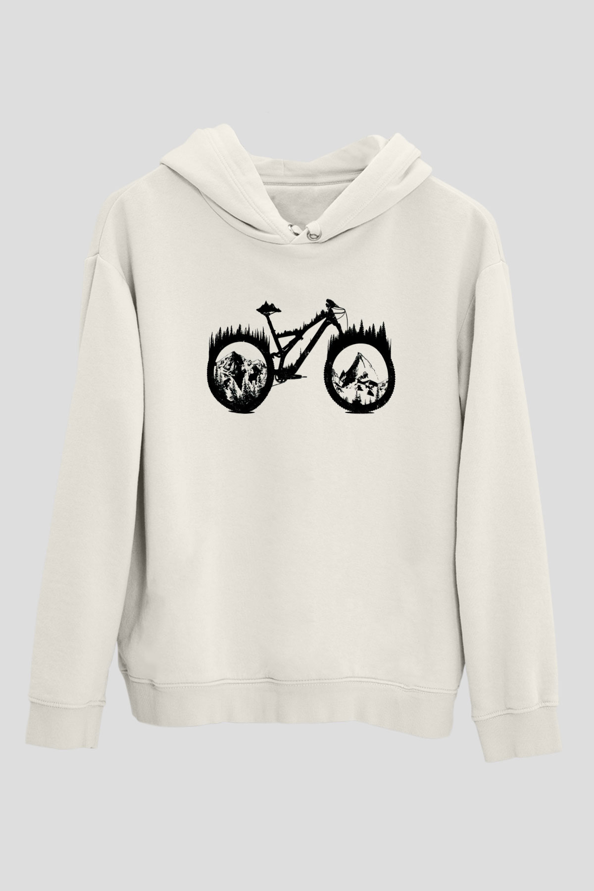 Dağ BisikletiBeyaz  Unisex Hoodie