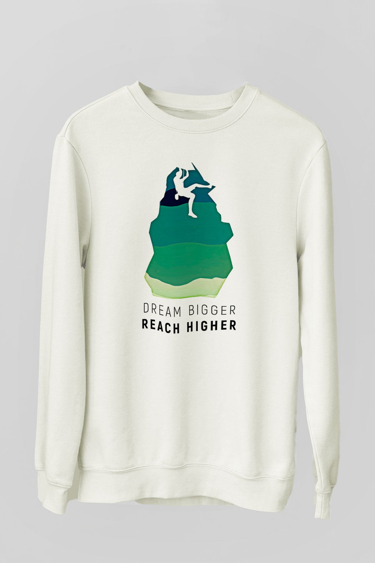 Dağcılık Baskılı Unisex Ekru Sweatshirt