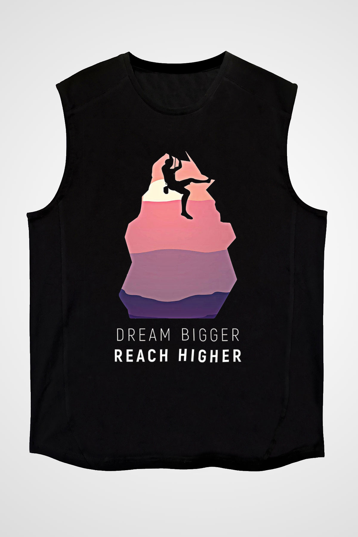 Dağcılık - Mountaineering Baskılı Unisex Siyah Kolsuz Tişört