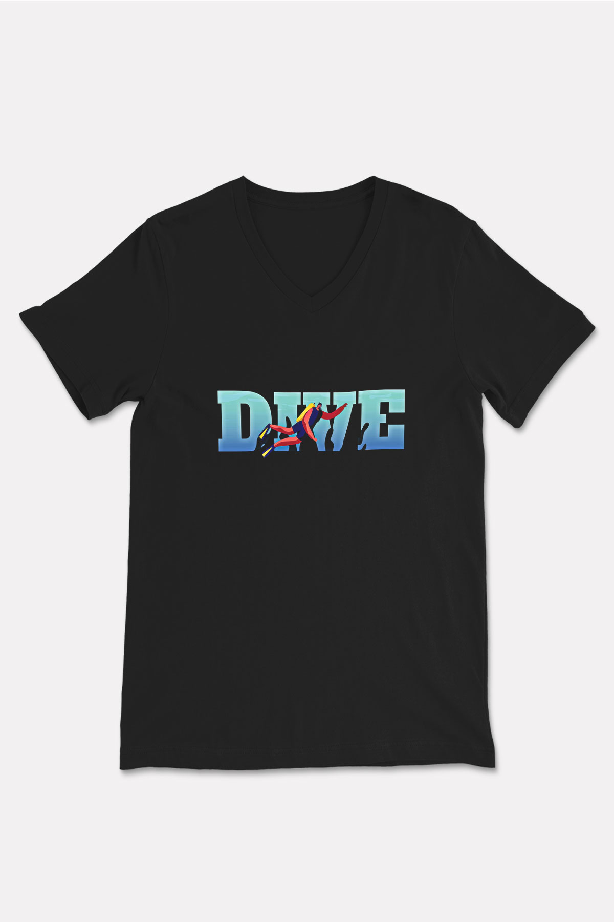 Dağcılık - Mountaineering Baskılı Unisex Siyah V Yaka Tişört